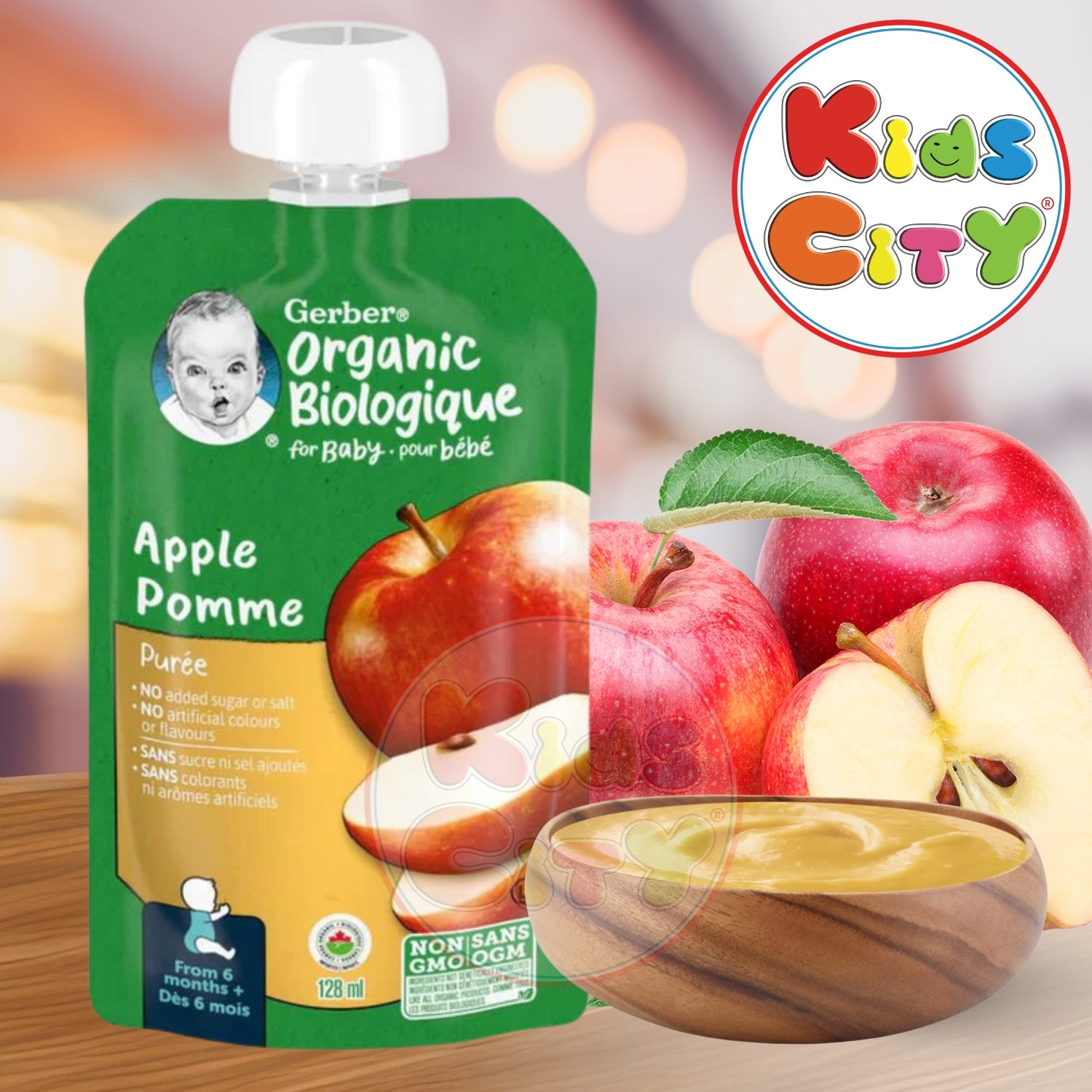 Gerber Organic Biologique for Baby, 2nd Foods for Sitter, 128ml - Apple Pomme