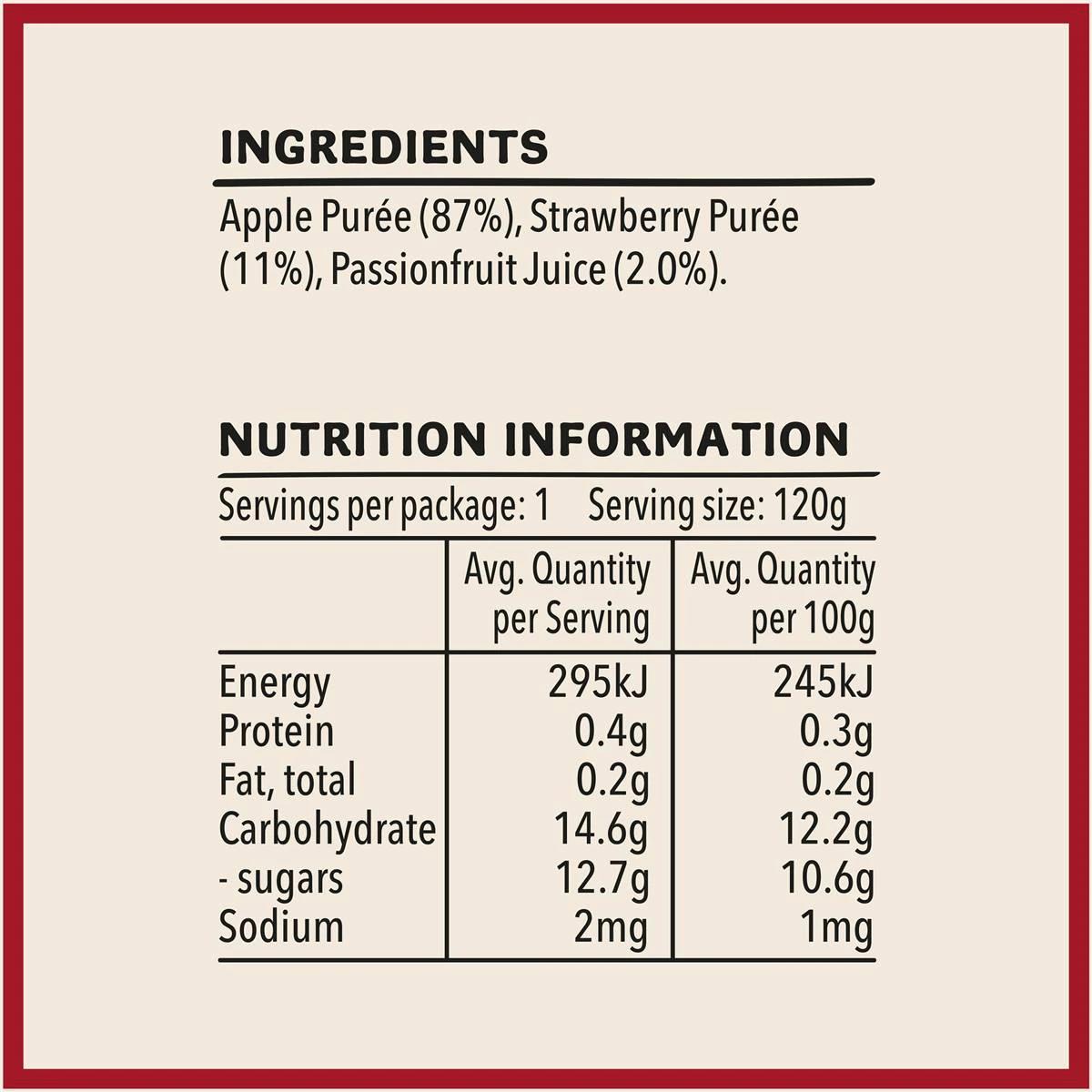 Heinz Baby Food Pouch, Apple Strawberry & Passionfruit - 120g