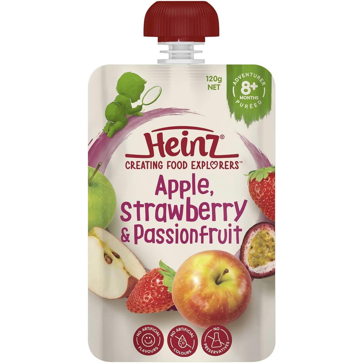 Heinz Baby Food Pouch, Apple Strawberry & Passionfruit - 120g