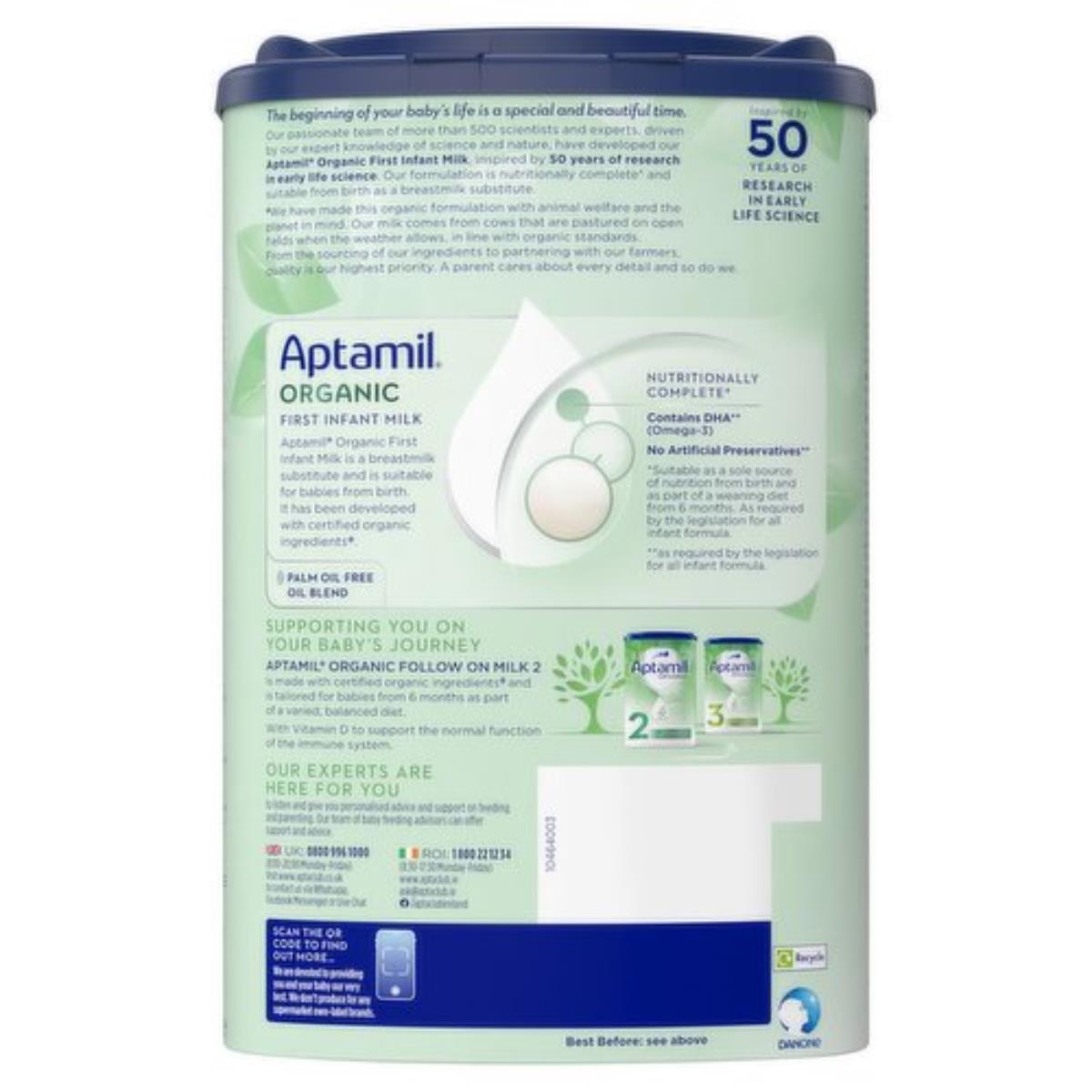 Aptamil Organic 1, First Infant Milk (0m+) - 800g