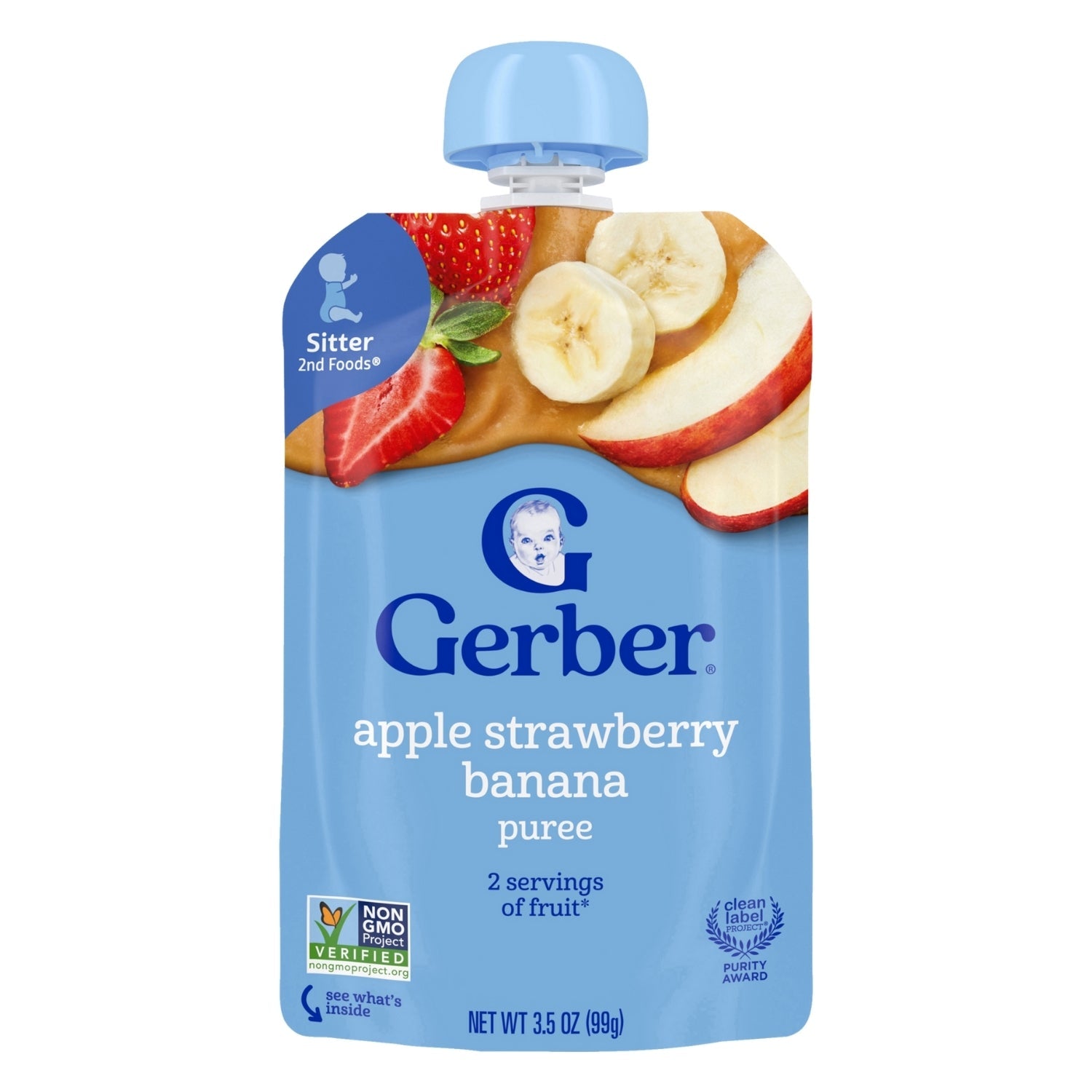Gerber Natural For Baby 2nd Foods for Sitter, Apple Strawberry Banana - 99g