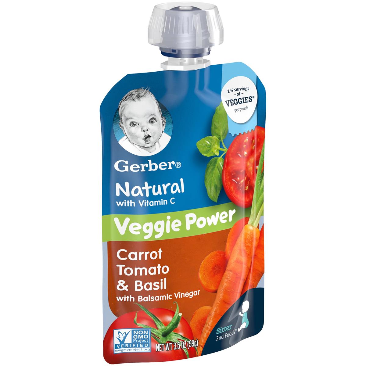 Gerber Baby Puree, Carrot Tomato Basil & Balsamic Vinegar - 99g