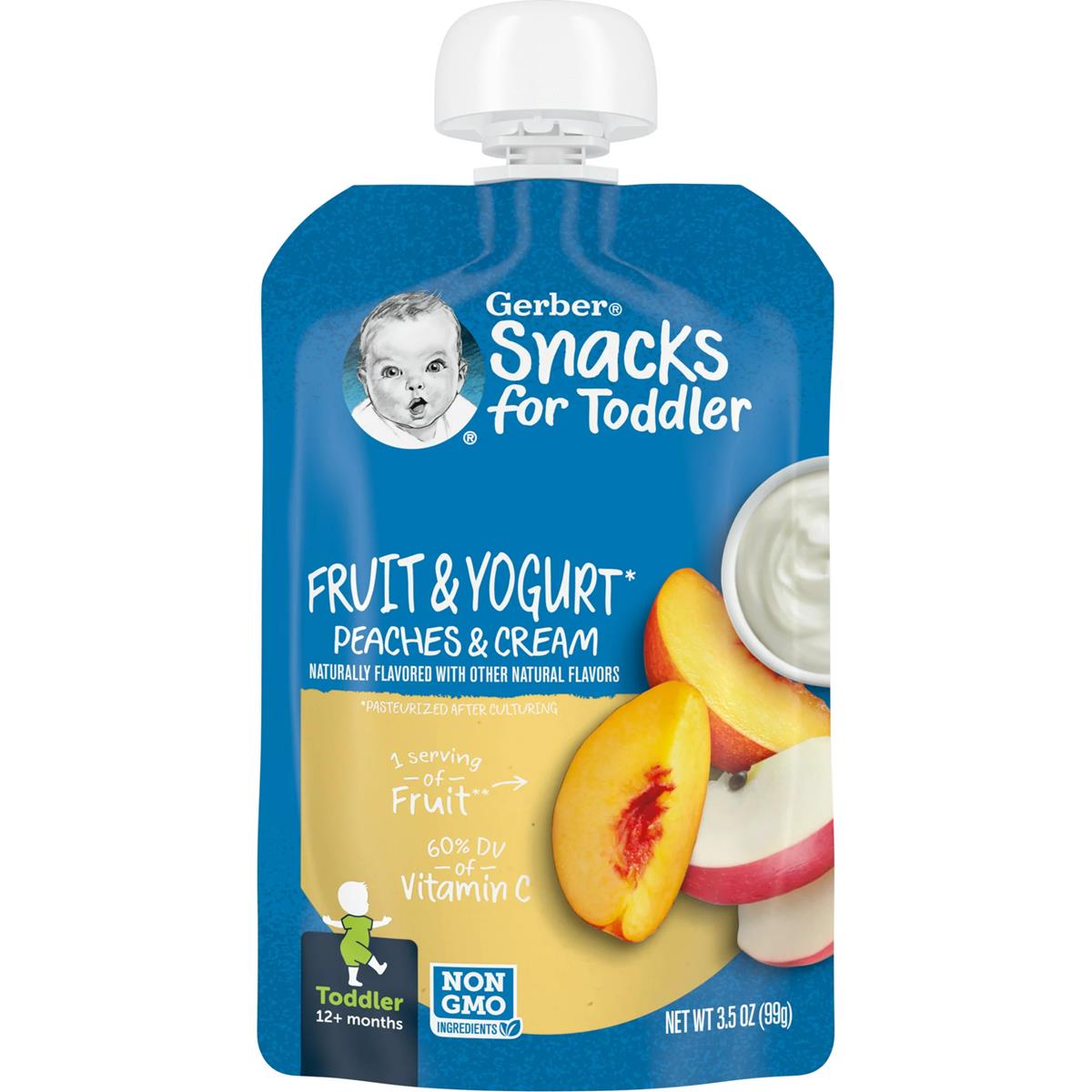 Gerber Snacks For Toddler Fruit, Yogurt Peaches, Cream, 99g