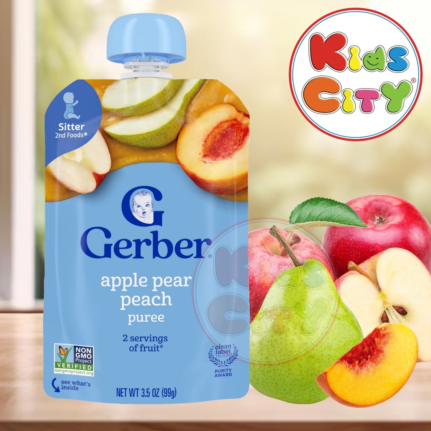 Gerber Natural, Apple Pear Peach, 99g (Pack of 1)