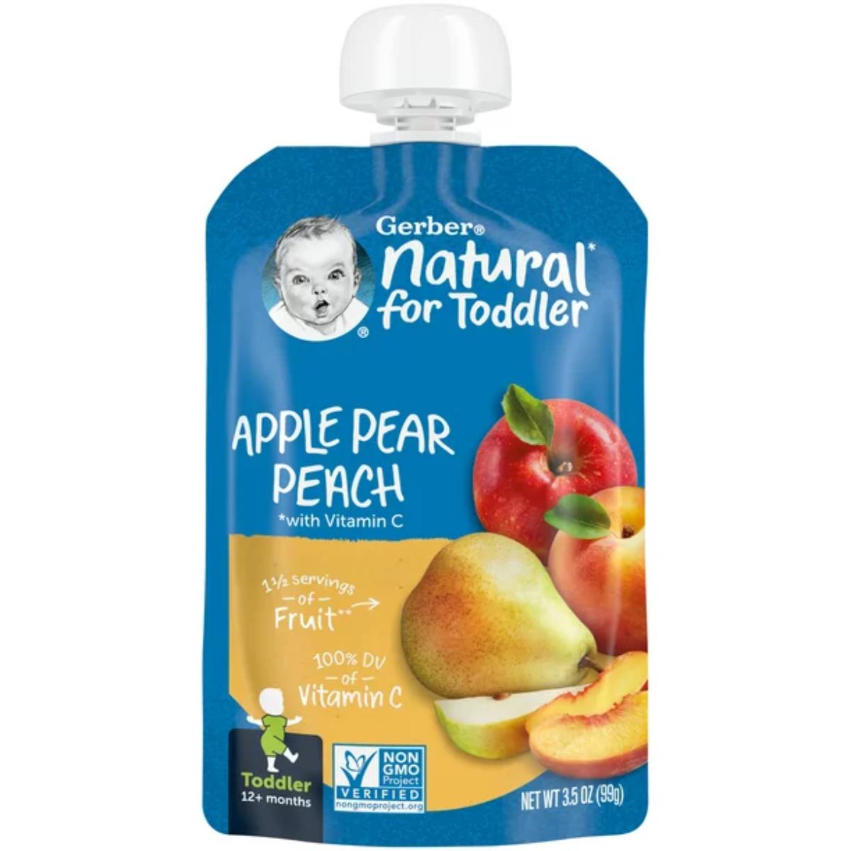 Gerber Natural For Toddler, Apple Pear Peach - 99g