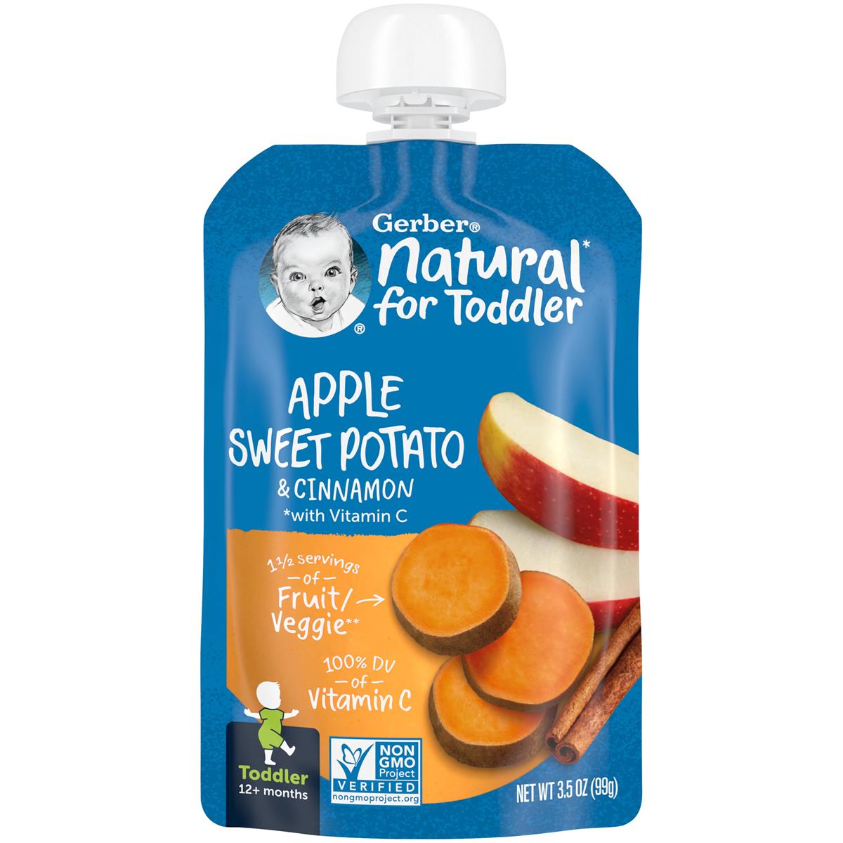 Gerber Natural, Apple Sweet Potato & Cinnamon, 99g (Pack of 1)