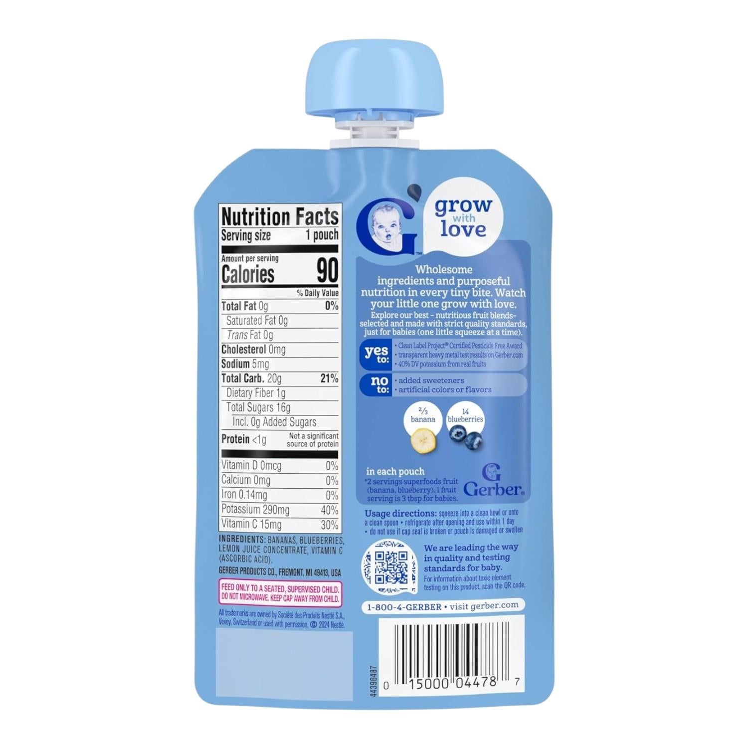 Gerber Natural, Banana Blueberry, 99g
