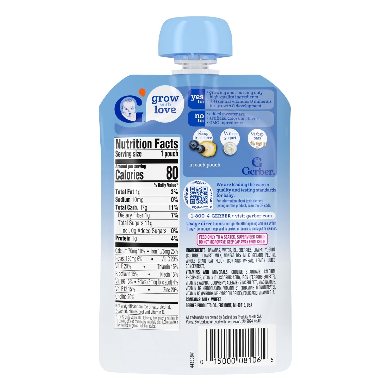 Gerber Natural For Toddler, Banana Blueberry - 99g