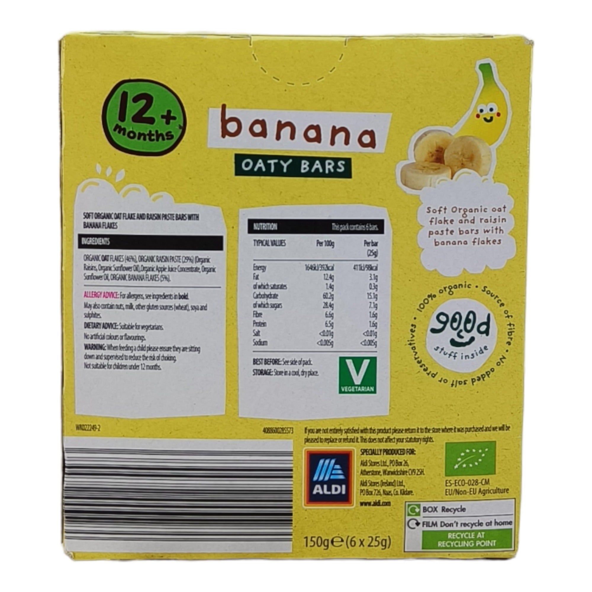 Organic Mamia Banana Oaty Bars (12m+) - 150g