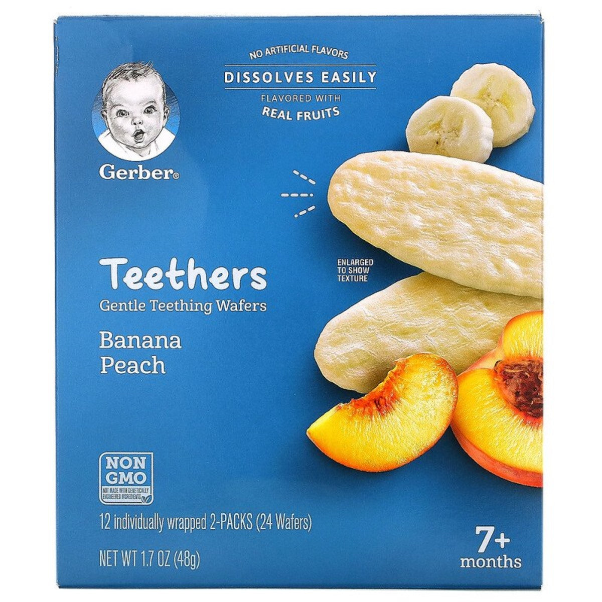 Gerber Teethers Gentle Teething Wafers, Banana and Peach - 48g