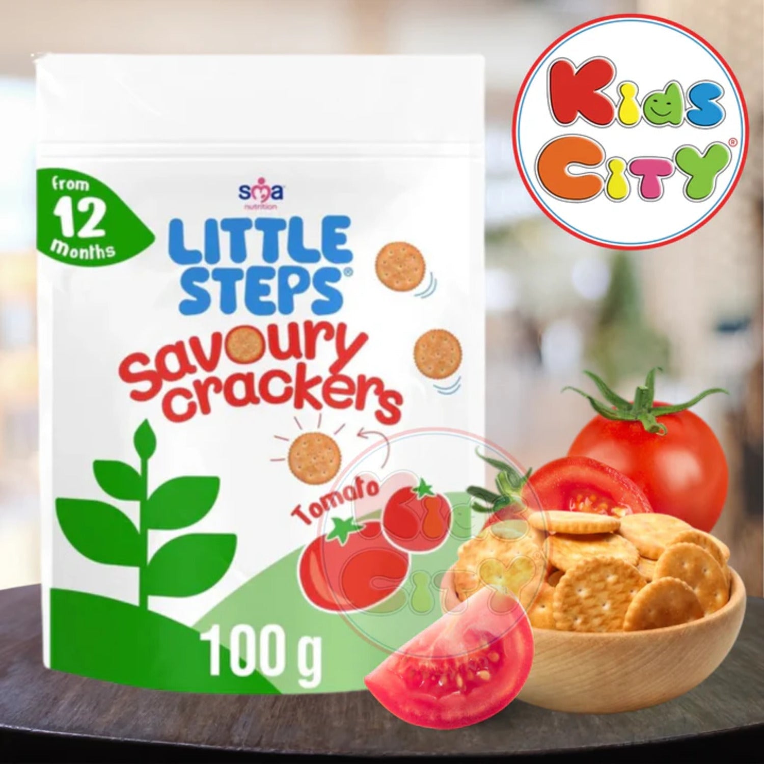 SMA Nutrition Little Steps Savoury Crackers Tomato 12m, 100g