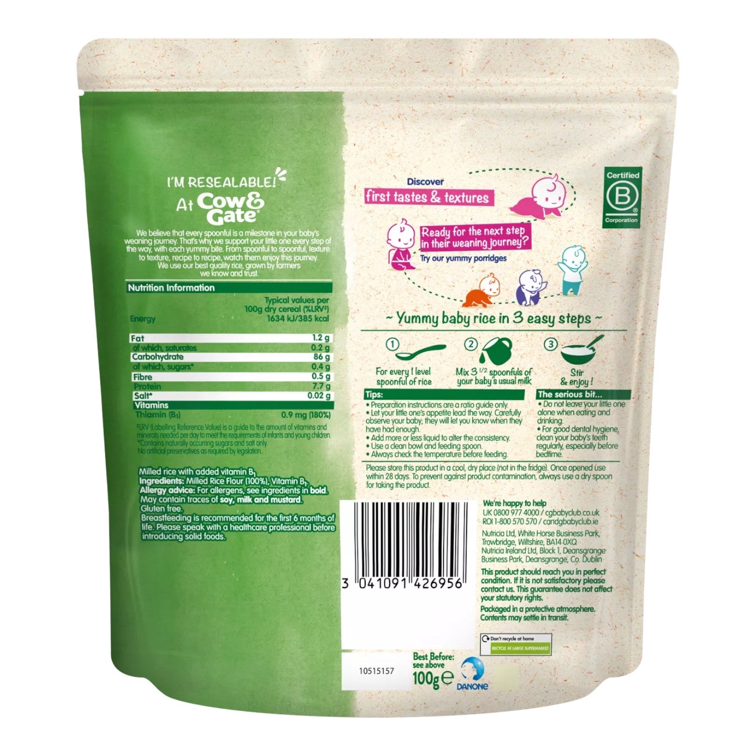 Cow & Gate Baby Rice (4-6m+) 100g (Pack of 1)