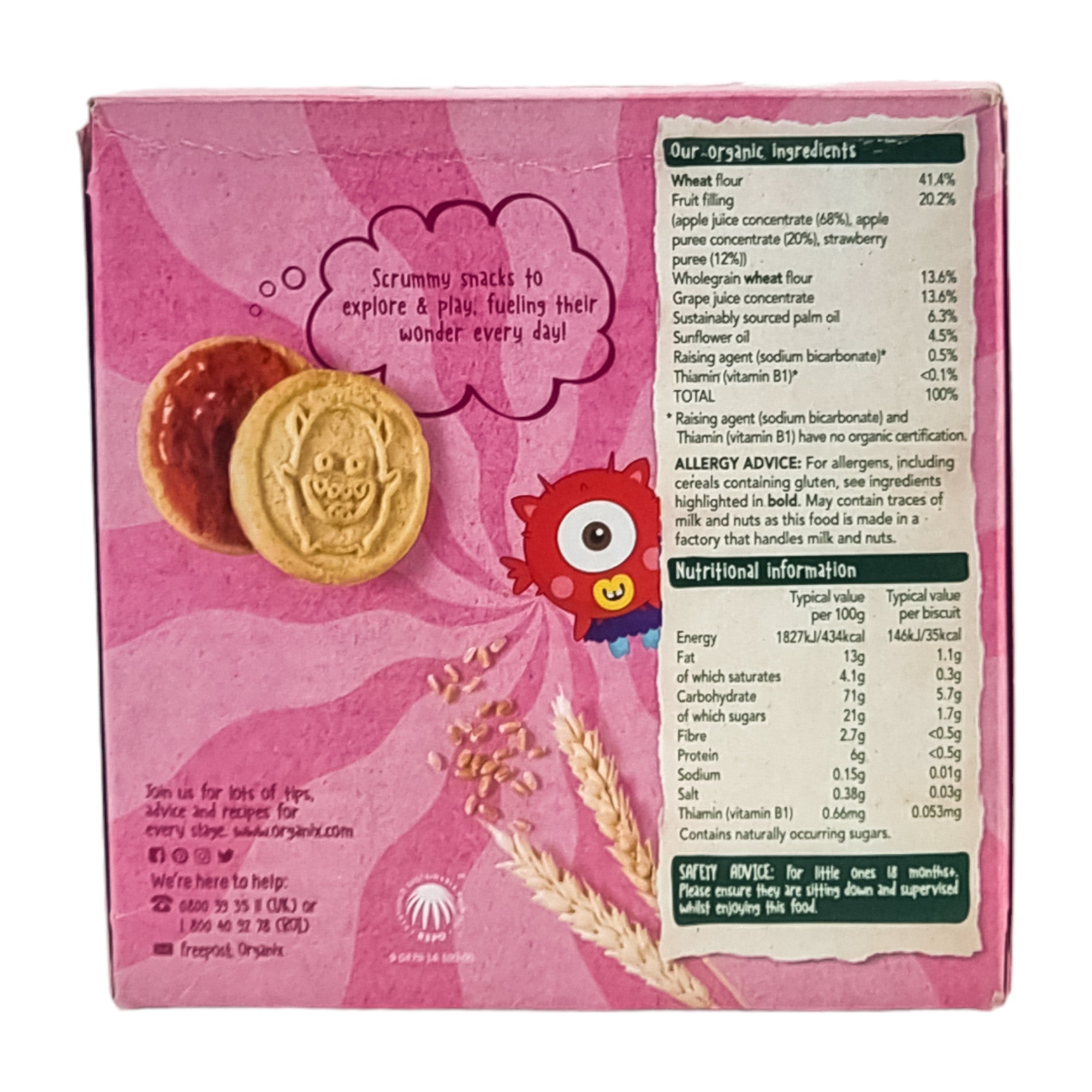 Organix Jammie Monsters Strawberry & Apple (18m+) - 64g