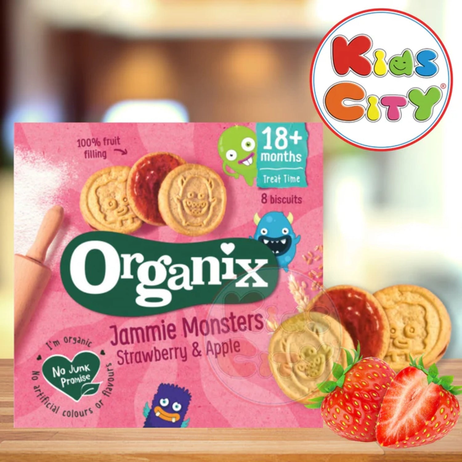 Organix Jammie Monsters Strawberry, Apple 18m, 64g