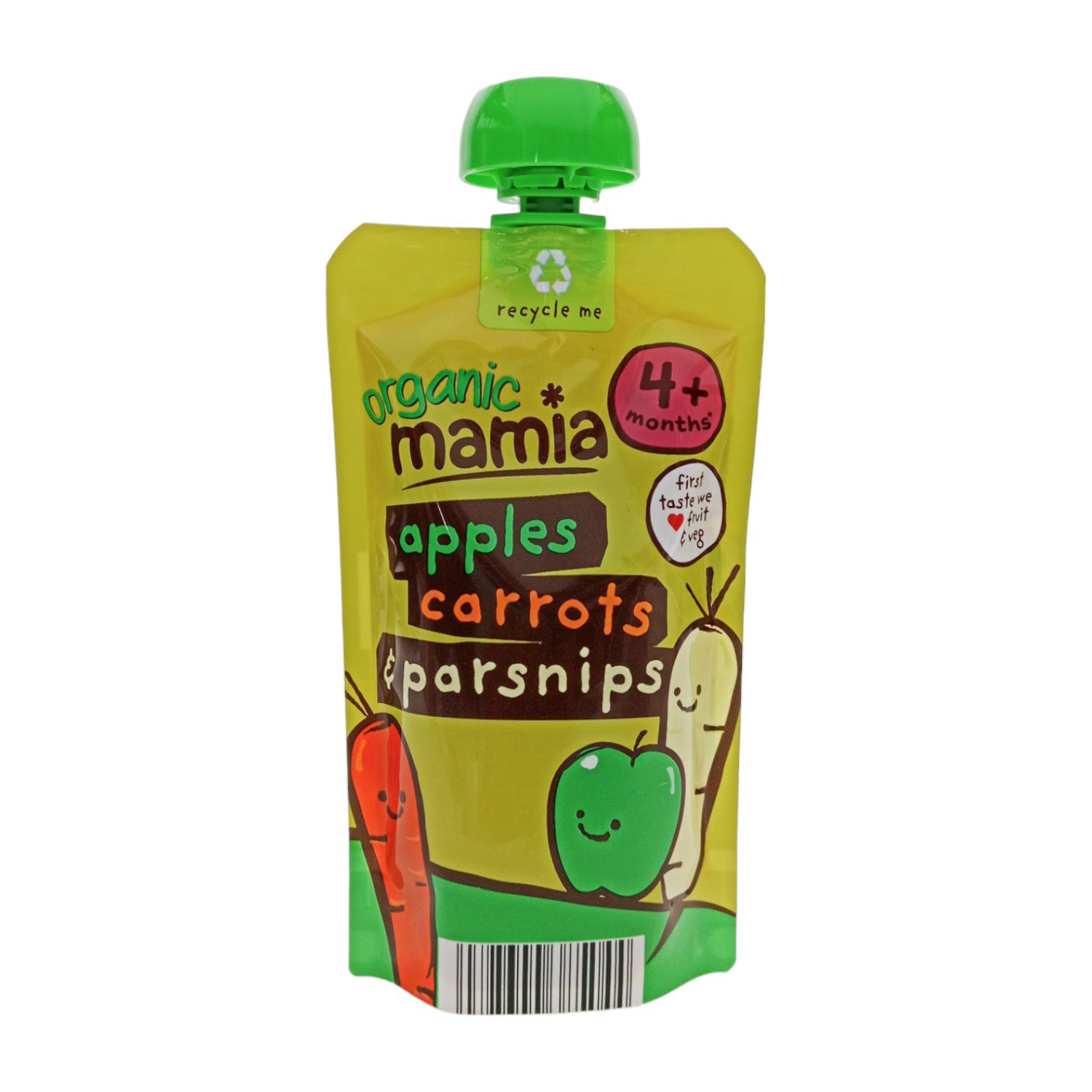 Organic Mamia Baby Food Pouch, Apples Carrots, Parsnips 4m, 120g