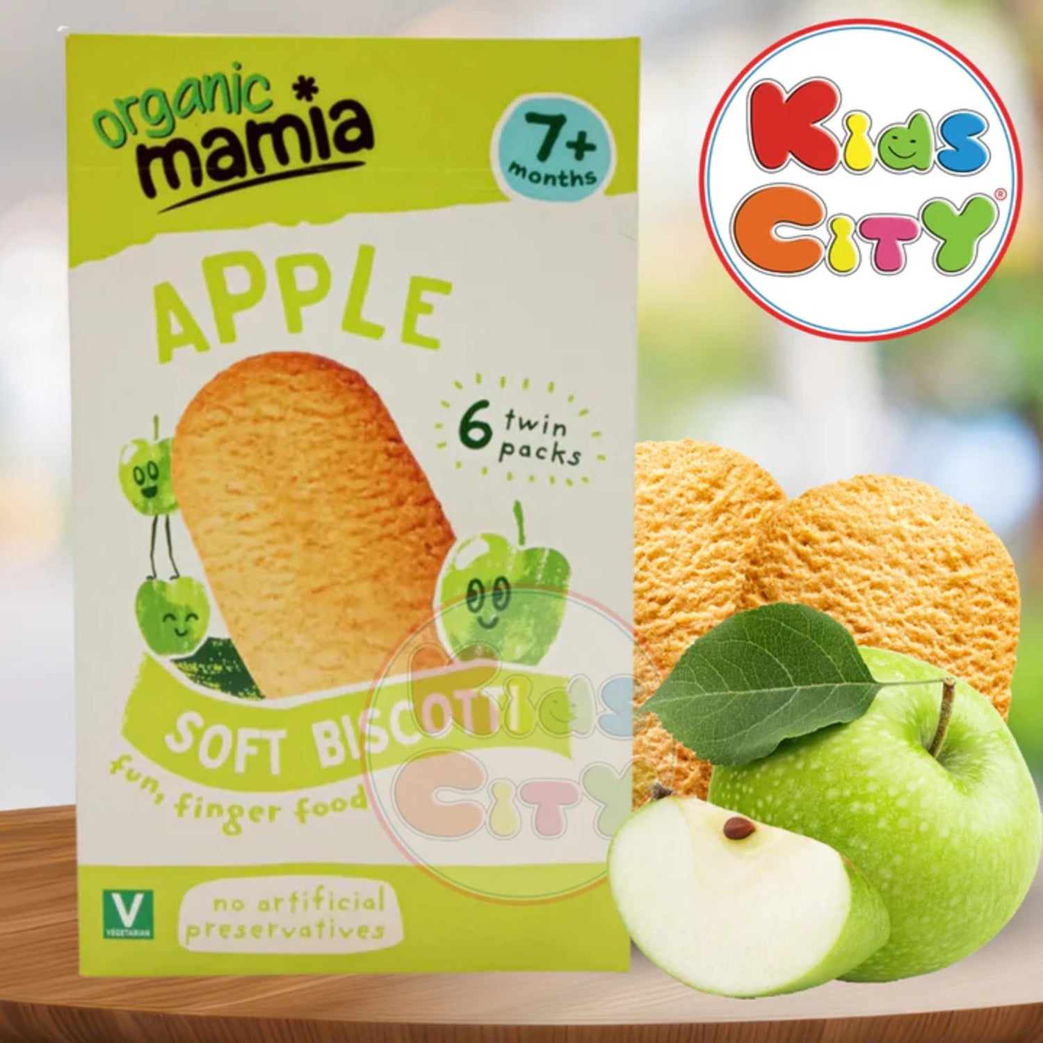 Organic Mamia Soft Biscotti Fun Finger food,Apple 7m, 120g