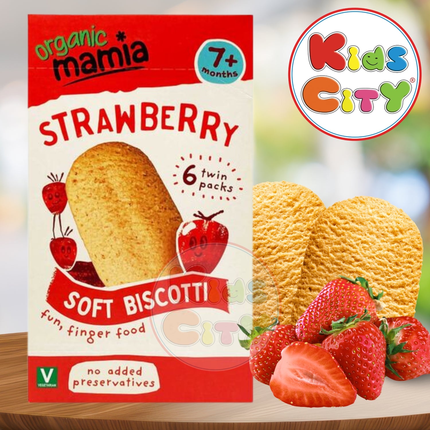 Organic Mamia Strawberry Soft Biscotti Fun Finger food (7m+) - 120g