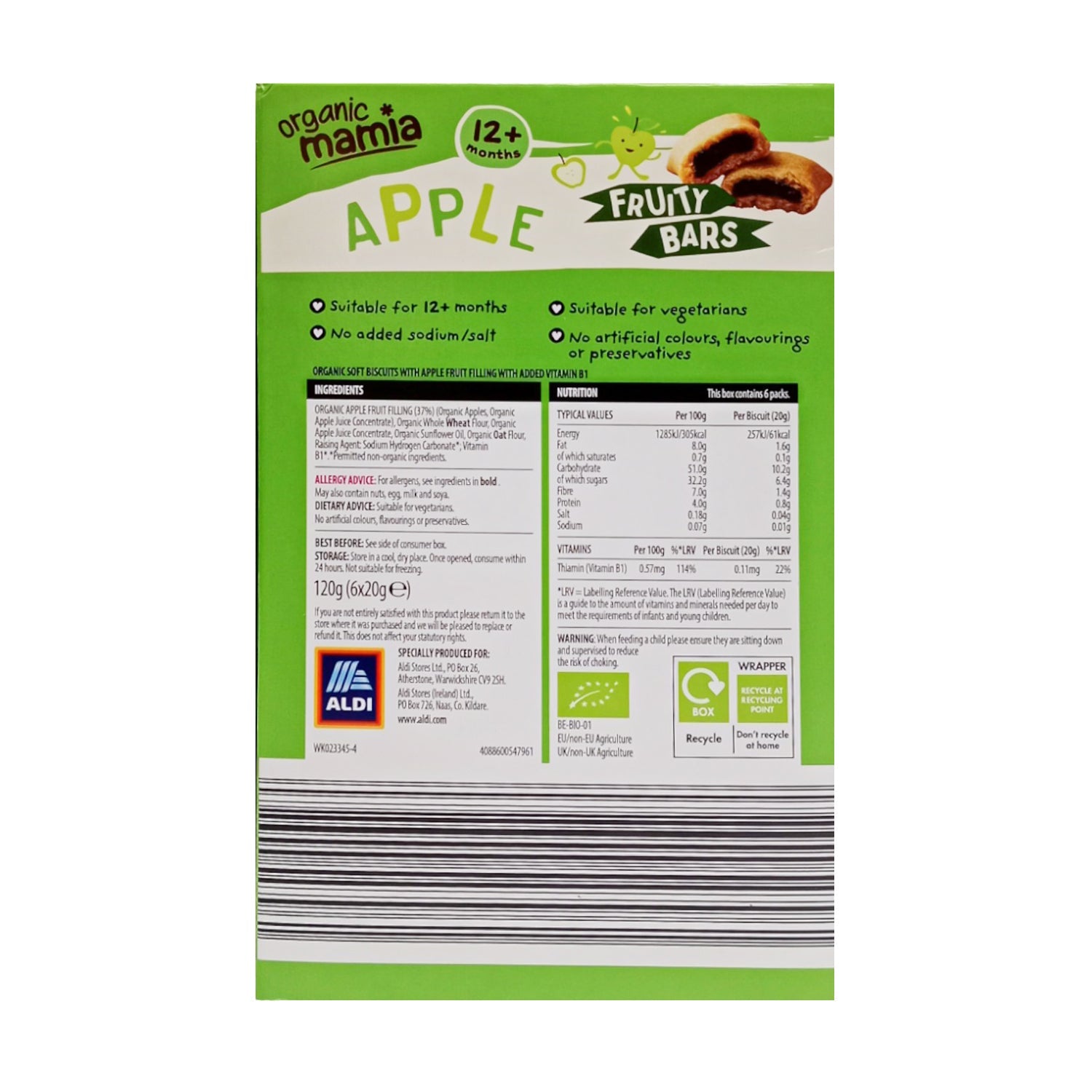 Organic Mamia Apple Fruity Bars (12m+) - 120g (6x20g)