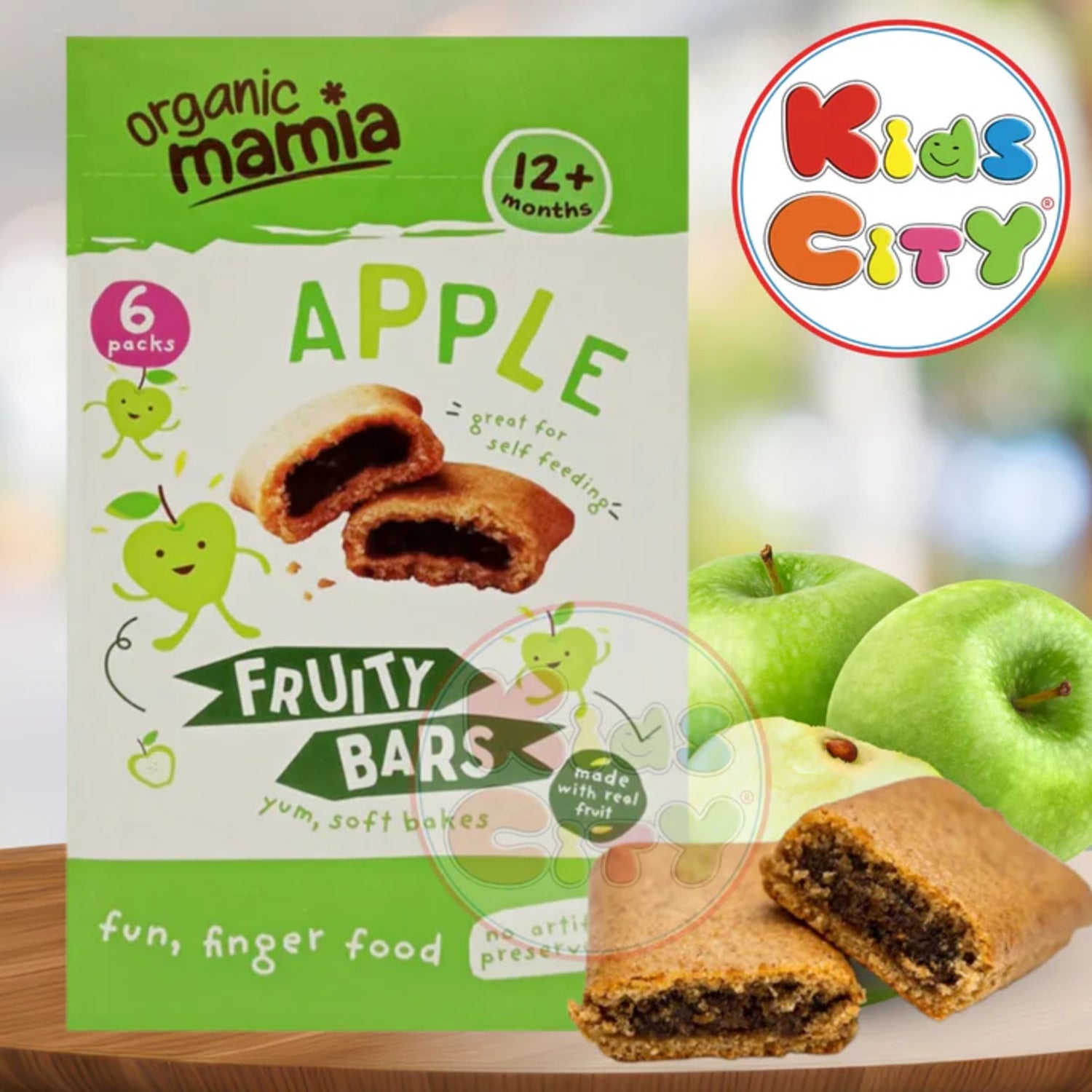Organic Mamia Fruity Bars, Apple 12m, 120g 6x20g
