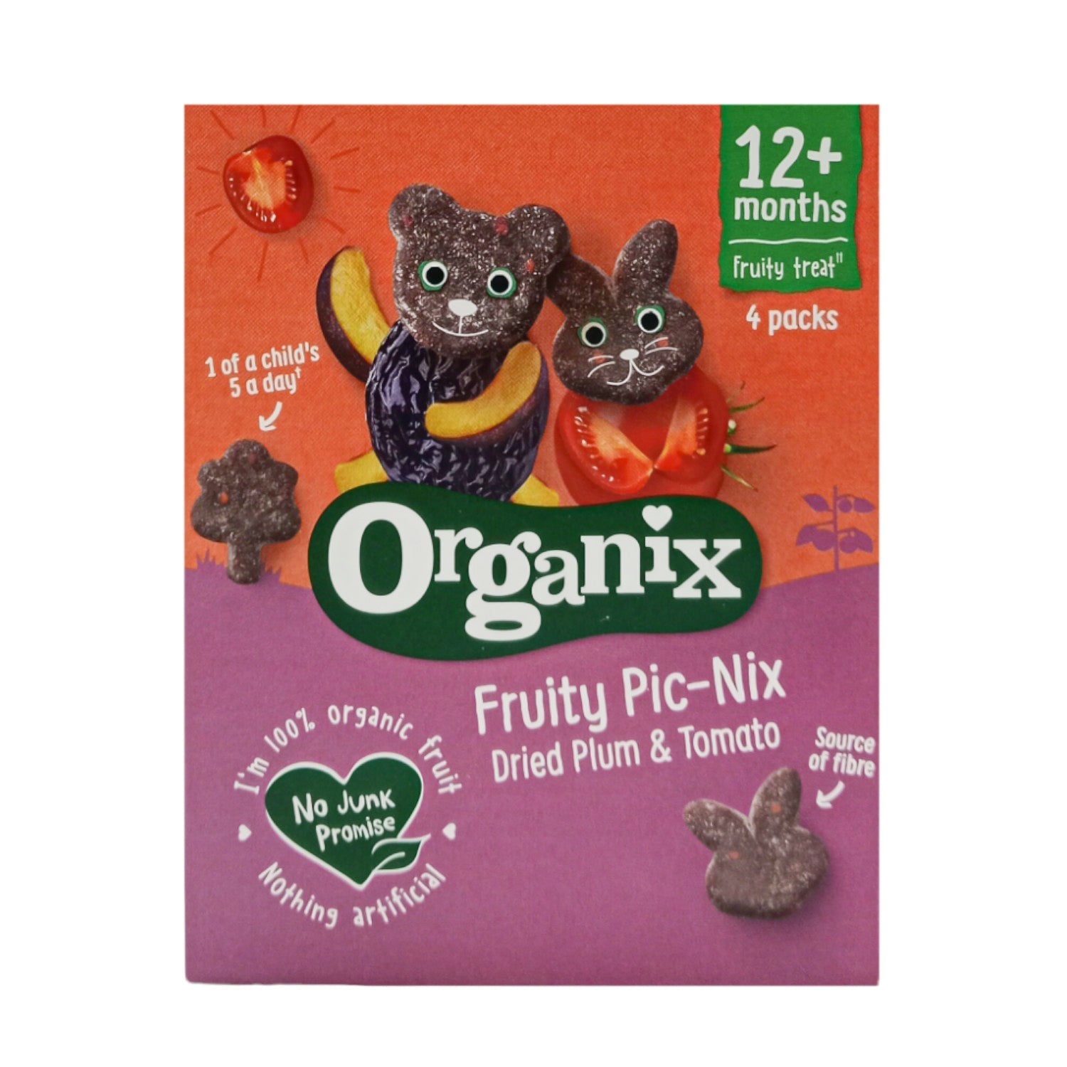 Organix Fruity Pic-Nix Dried Plum & Tomato (12m+) - 68g (4x17g)