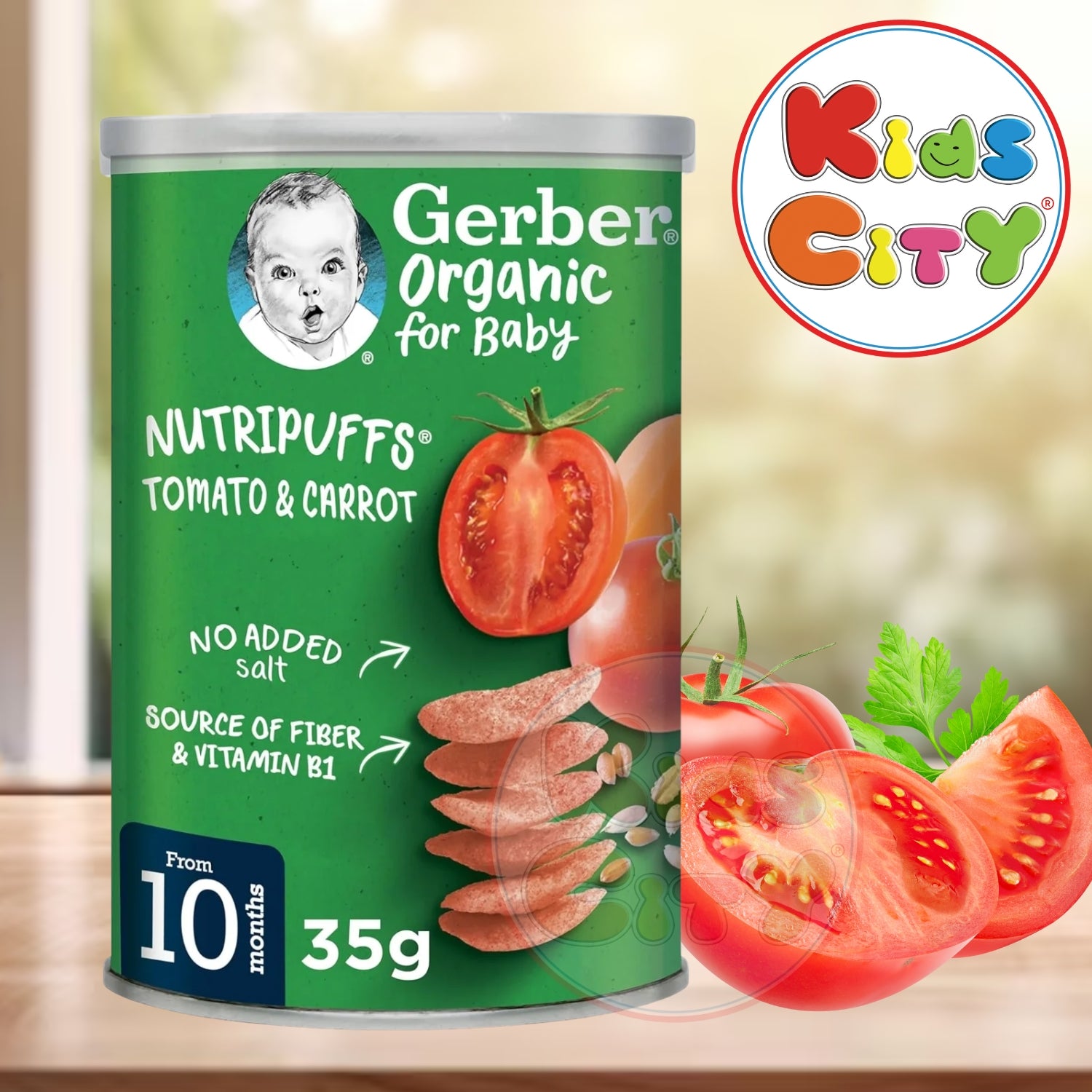 Gerber Organic for Baby, Nutripuffs, Tomato & Carrot - 35g