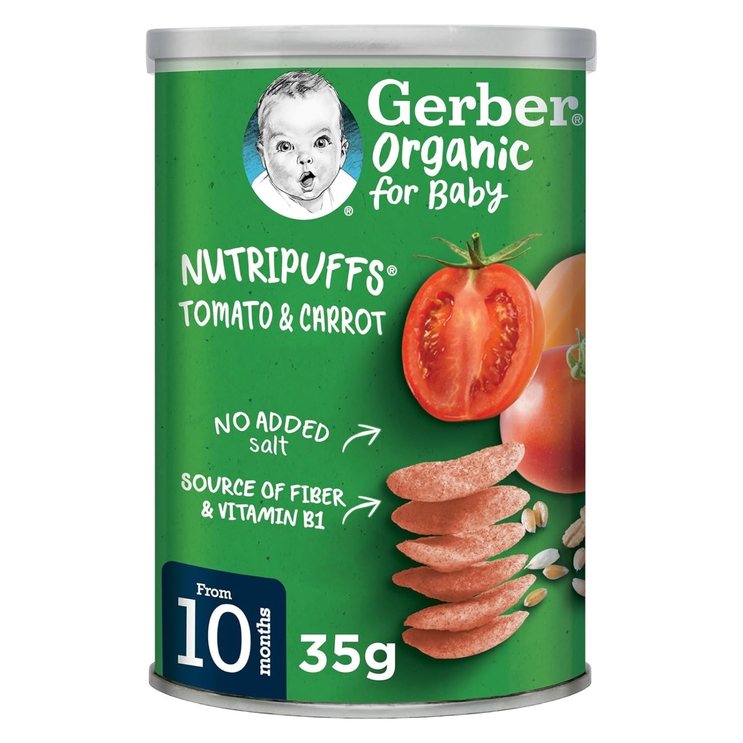 Gerber Organic Nutripuffs, Tomato & Carrot - 35g