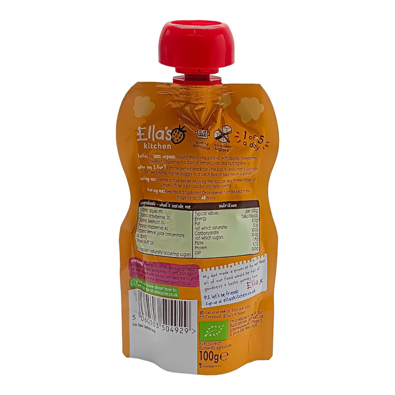 Ellas Kitchen Baby Food Pouch, Apple Strawberry+Beetroot - 100g