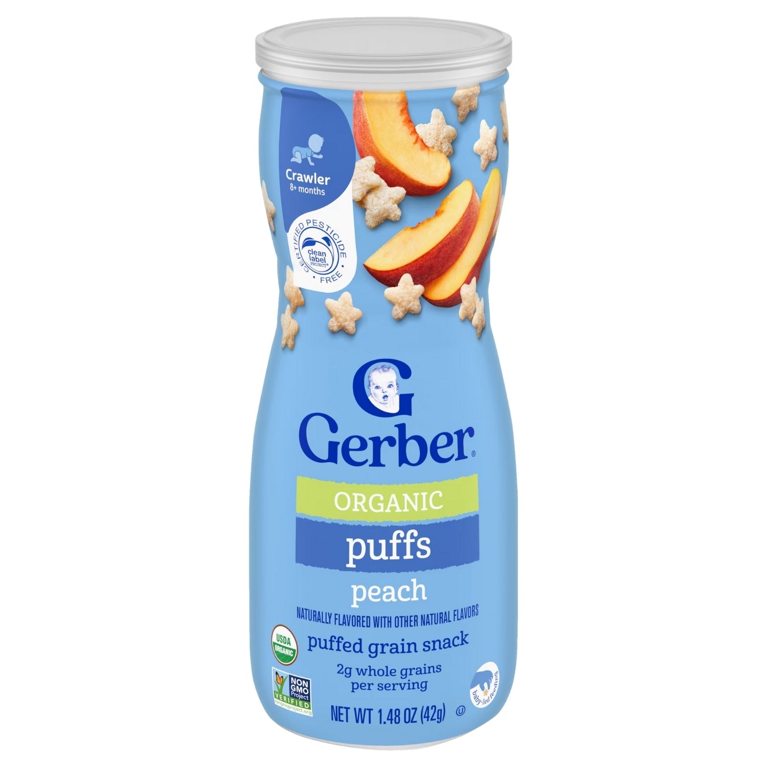 Gerber Organic for Baby, Grow & Grain Puffs for Crawler (1.48oz) - Peach