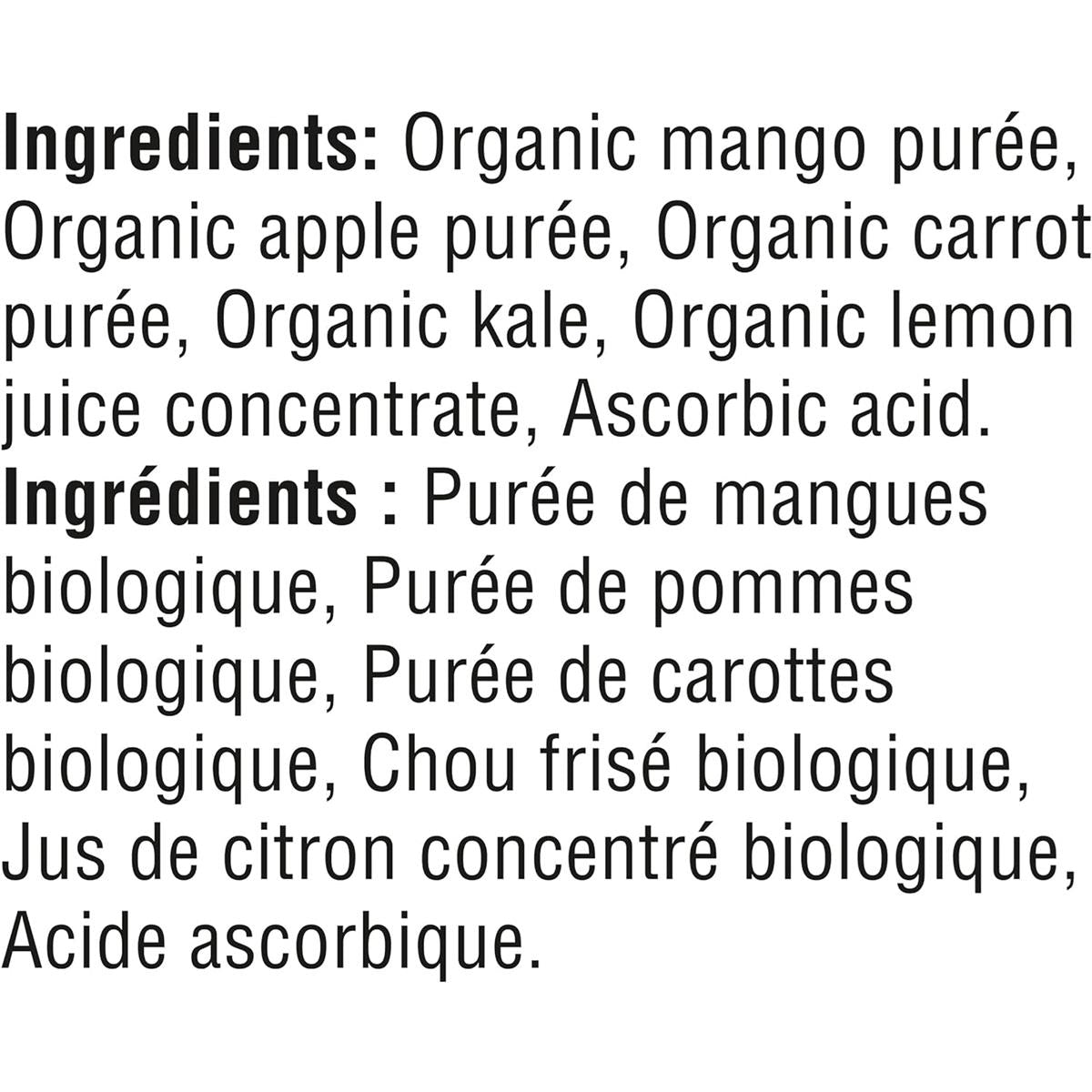 Gerber Organic Biologique for Baby, 2nd Foods for Sitter, 128ml - Mango Apple Carrot Kale