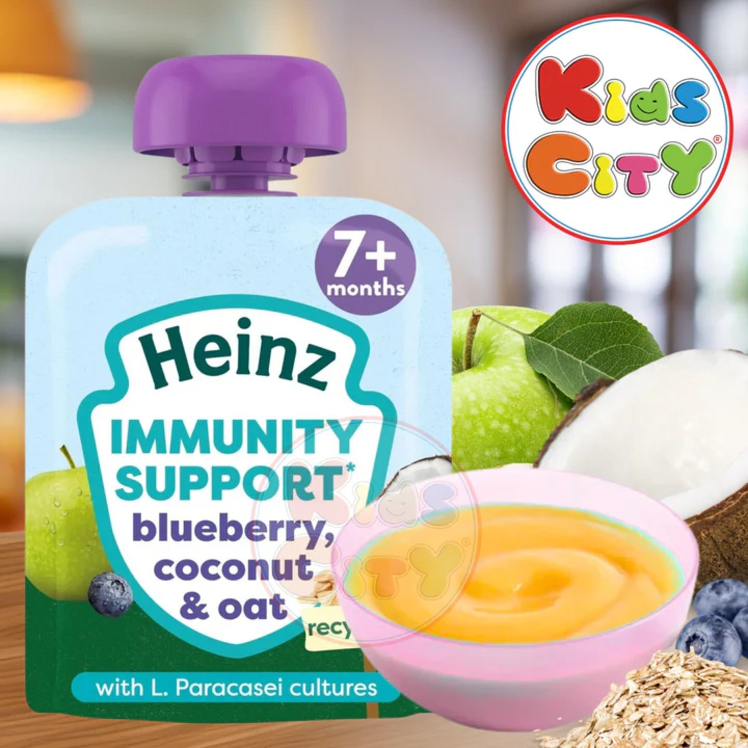 Heinz Baby Food Pouch, Immunity Support, Blueberry, Coconut & Oat (7m+) - 85g