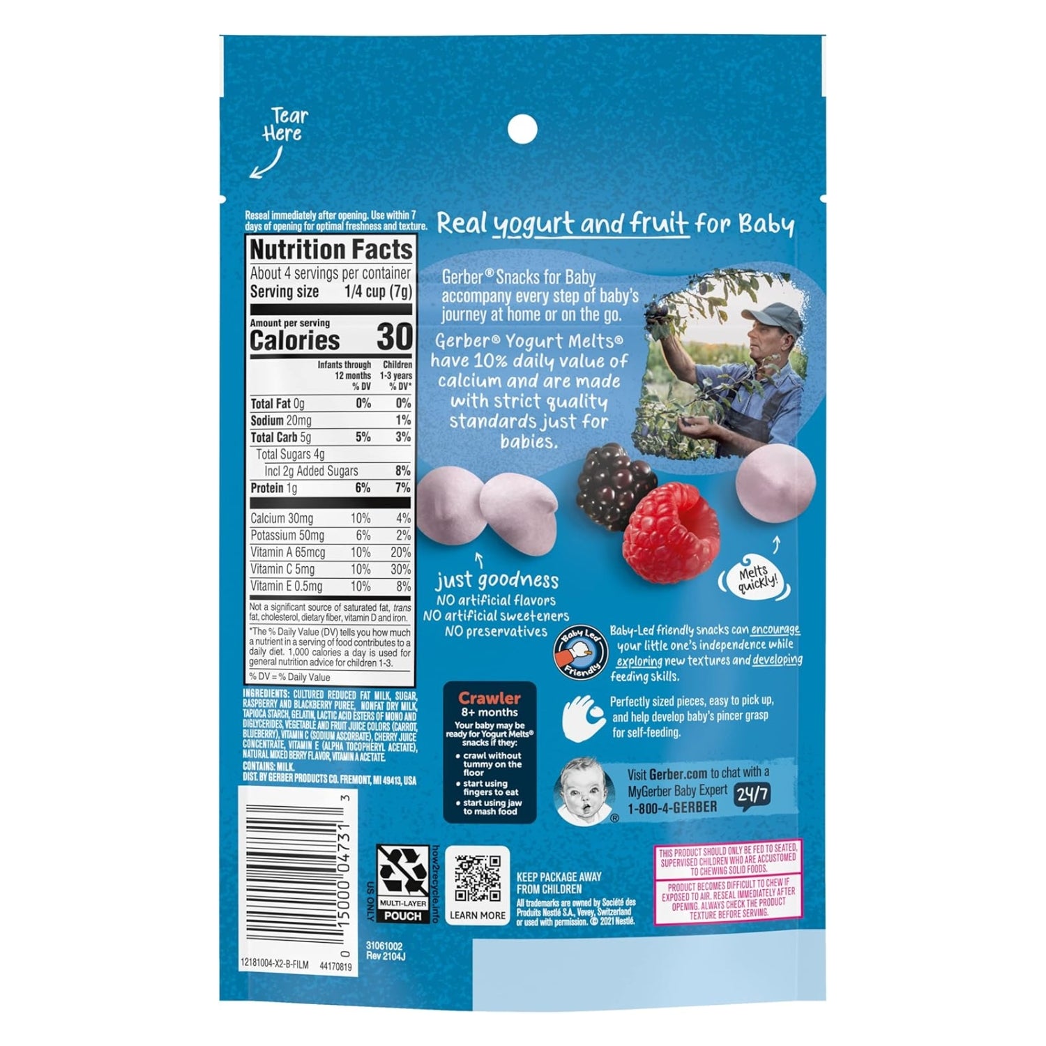 Gerber Snacks for Baby, Yogurt Melts for Crawler - Mixed Berries