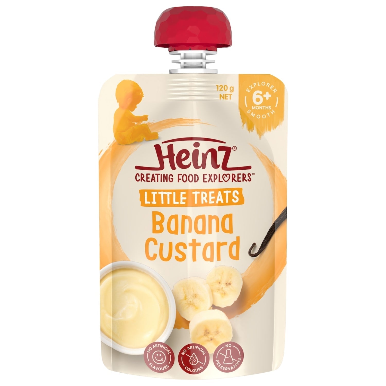 Heinz Baby Food Pouch, Little Treats, Banana Custard - 120g