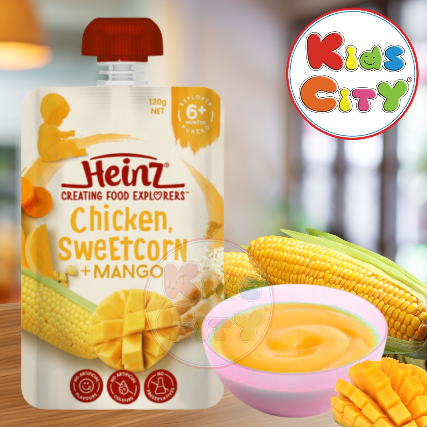 Heinz Baby Food Pouch, Creating Food Explorers, Chicken Sweetcorn Mango, 120g