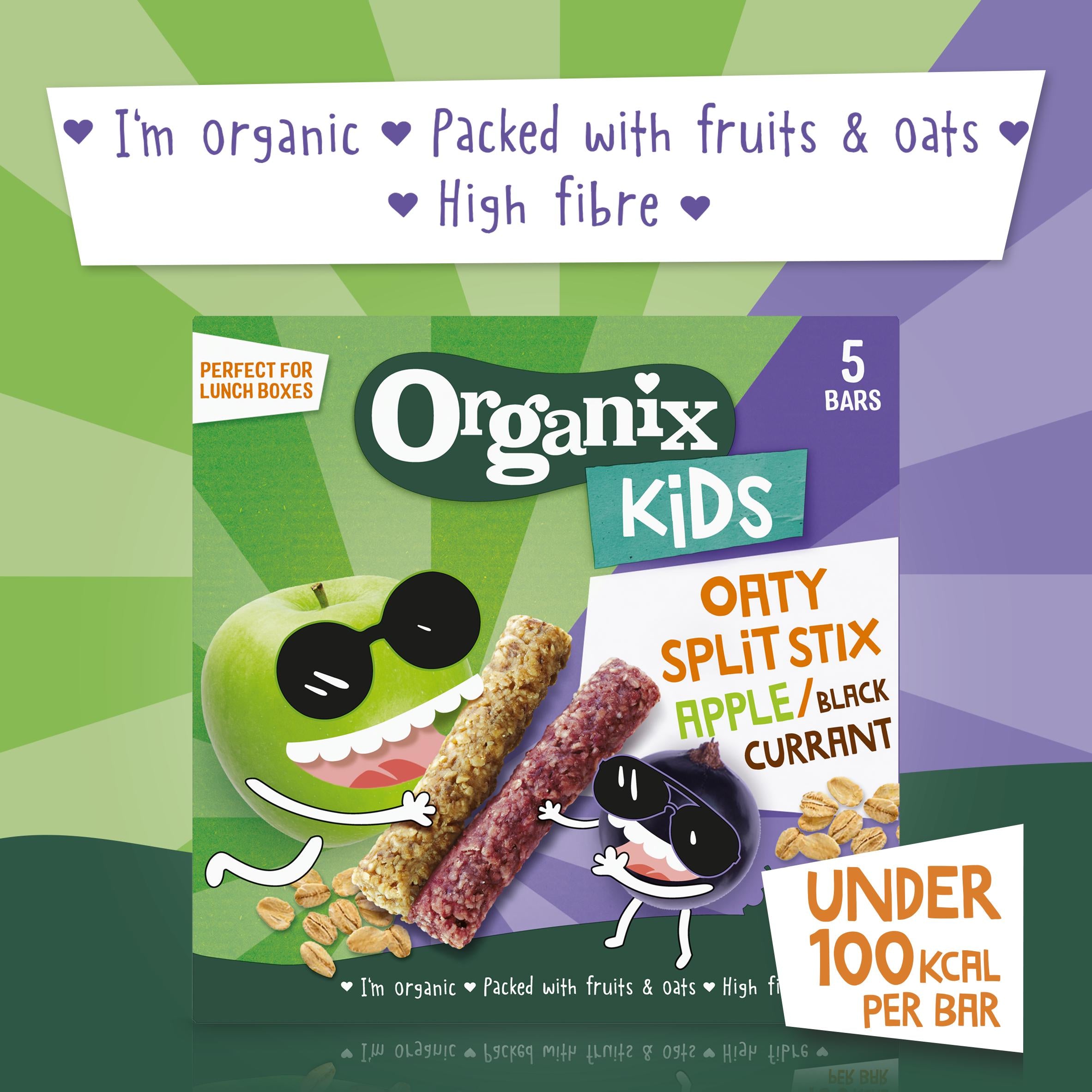 Organix Kids Oaty Split Stix Apple Black Currant - 115g