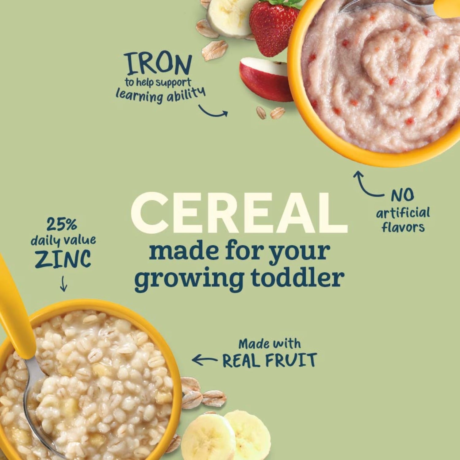 Gerber Mealtime for Toddler, Oatmeal & Barley, Bananas & Cream, Toddler - 128g