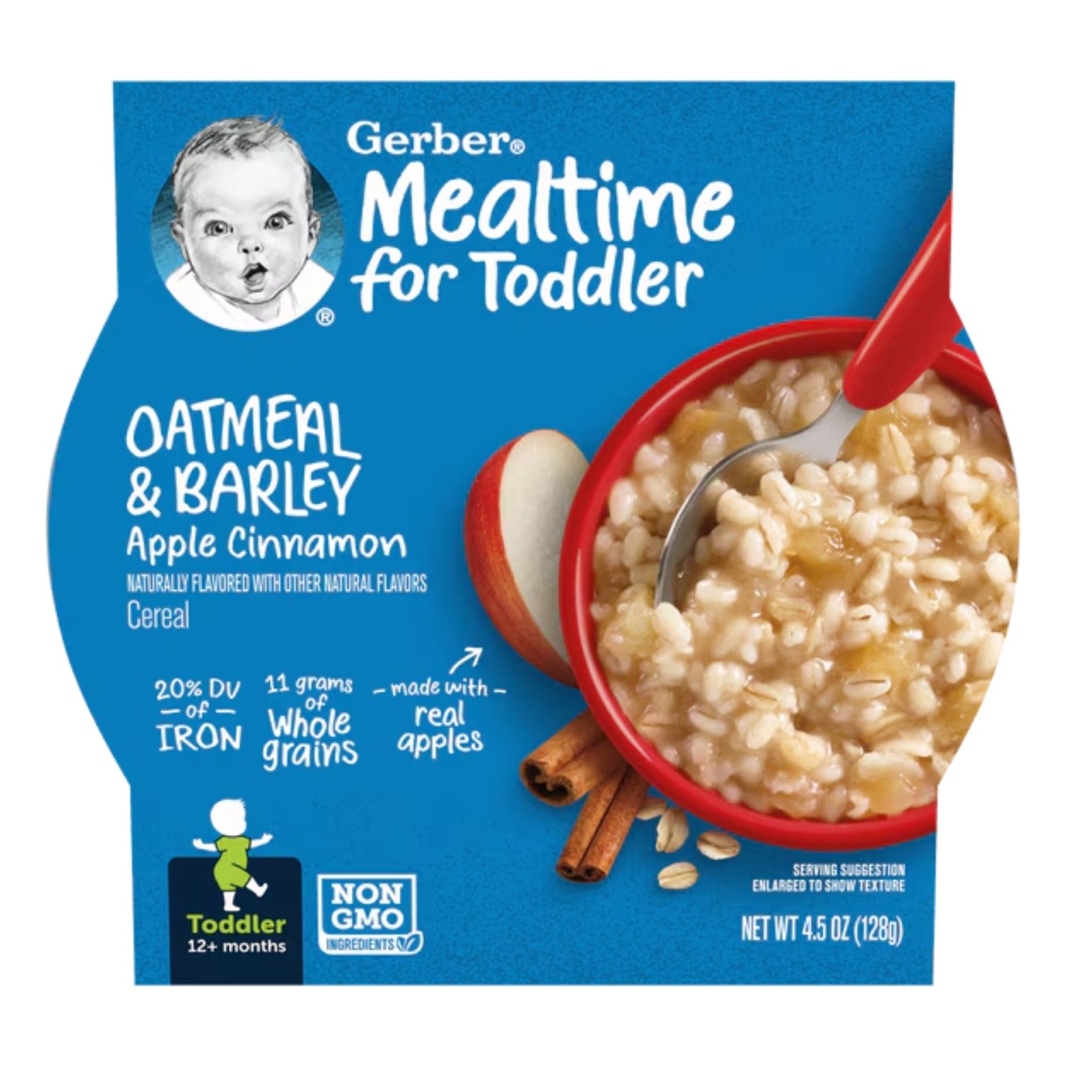 Gerber Mealtime for Toddler, Oatmeal & Barley, Apple Cinnamon, Toddler - 128g