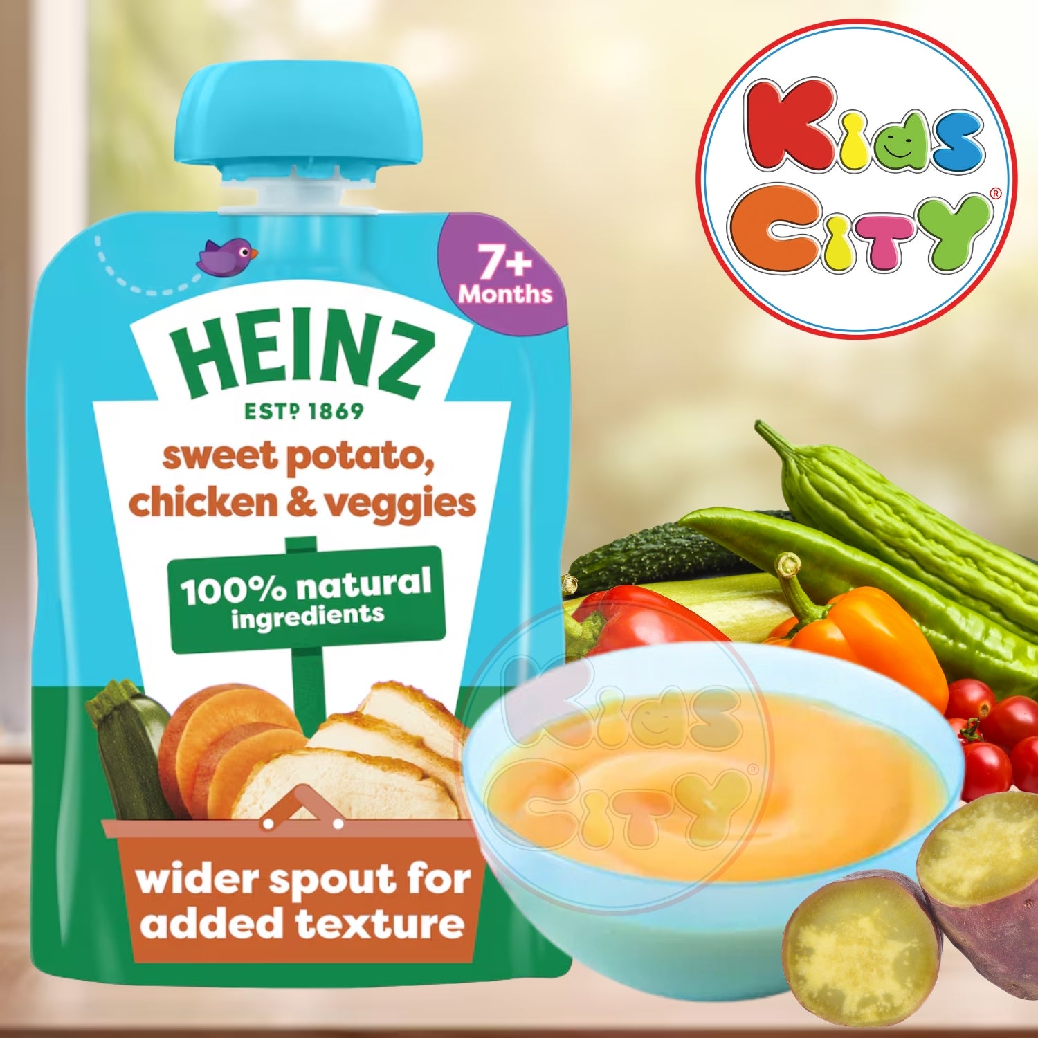Heinz Baby Food Pouch, Sweet Potato, Chicken & Veggies (7m+) - 130g