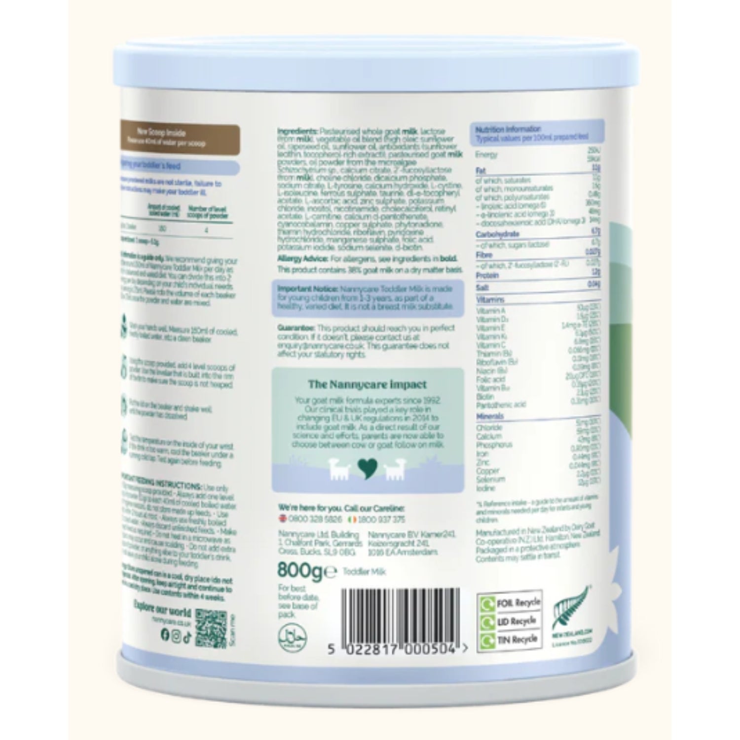 NANNY CARE GOAT TODDLER MILK 3 800G
