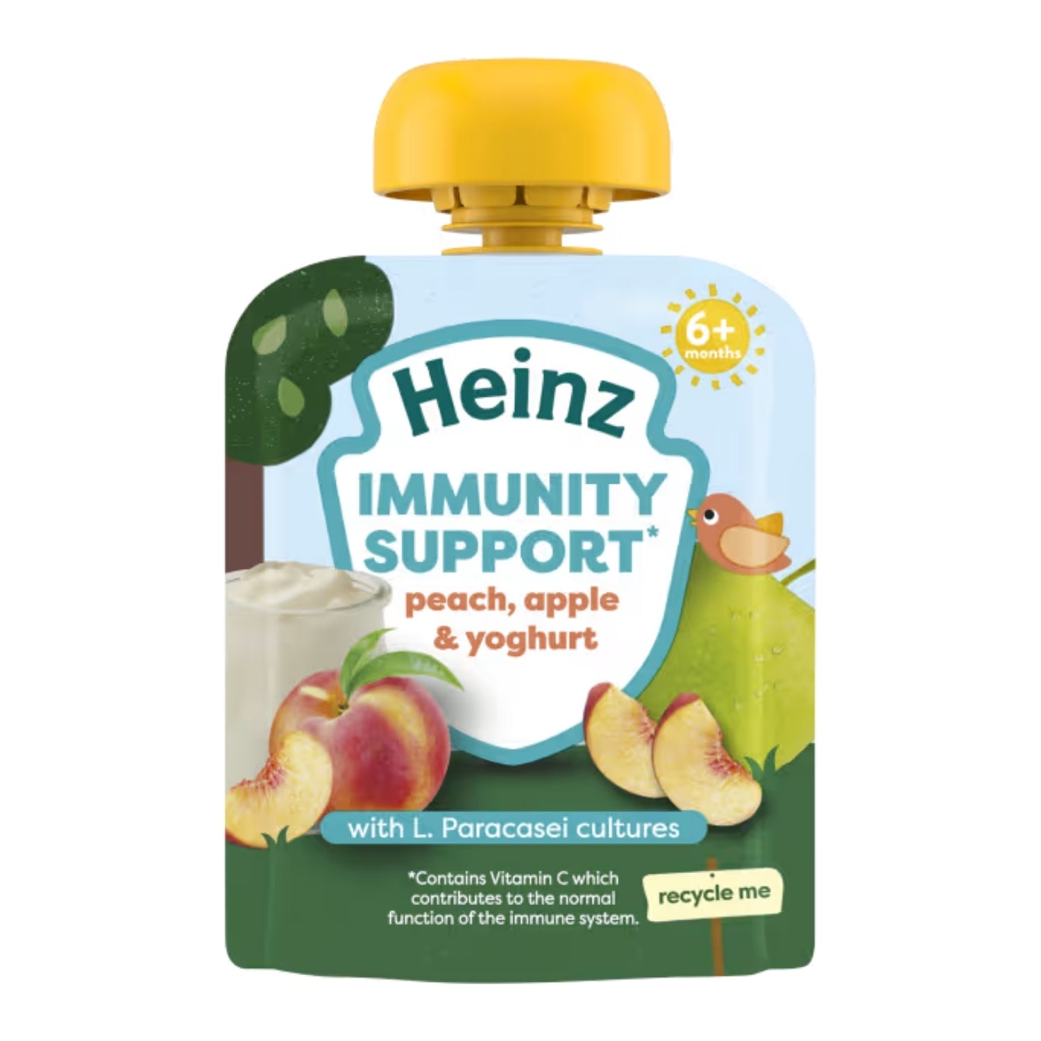 Heinz Baby Food Pouch, Immunity Support, Peach, Apple & Yoghurt (6m+) - 85g