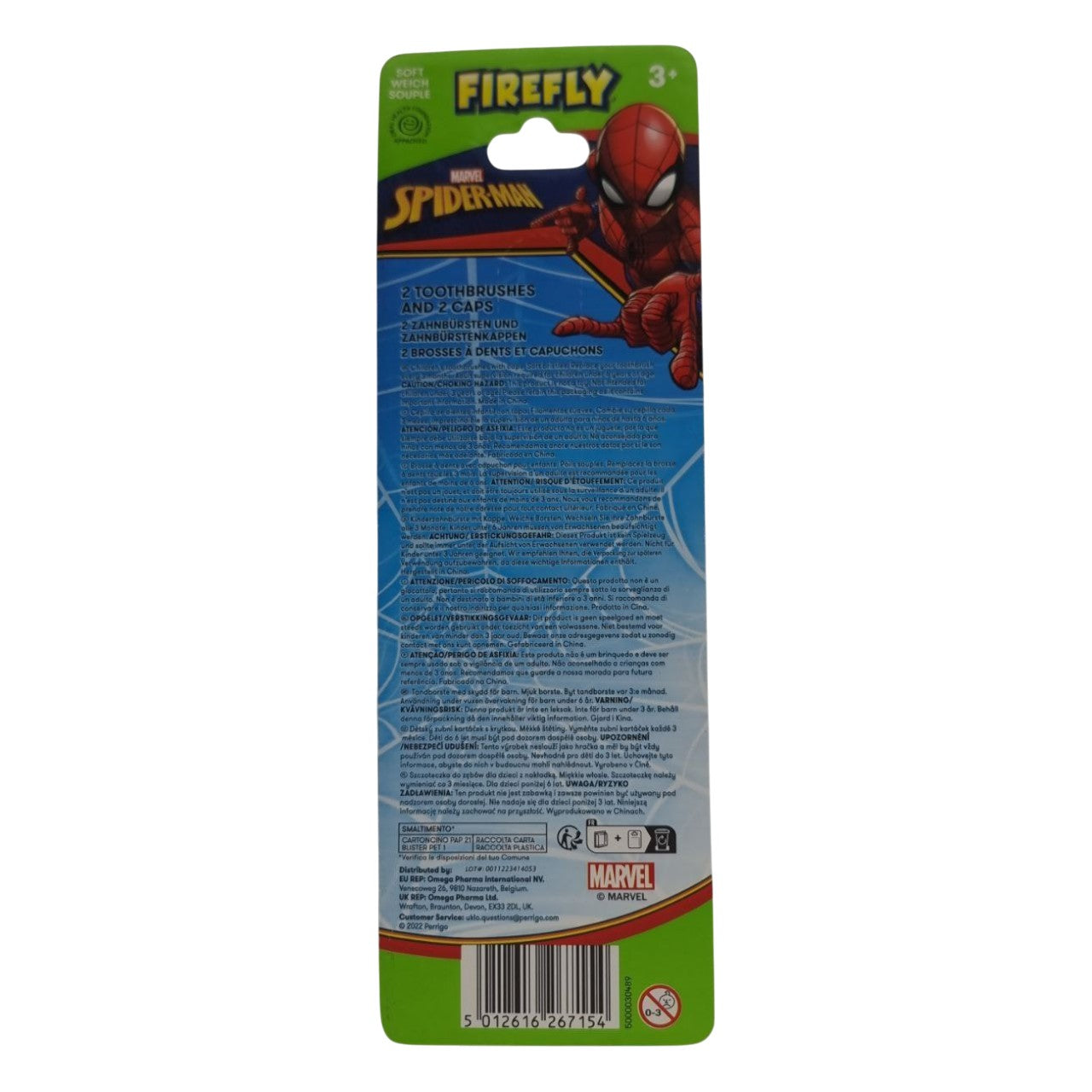 FireFly Spiderman Twin Pack ToothBrush with Cap (3Y+)