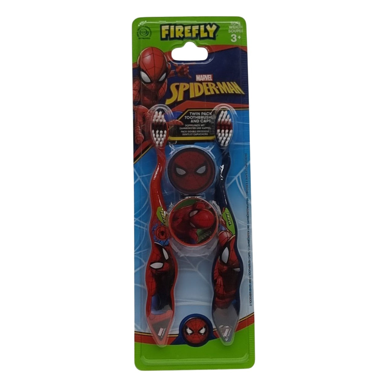 FireFly Spiderman Twin Pack ToothBrush with Cap (3Y+)