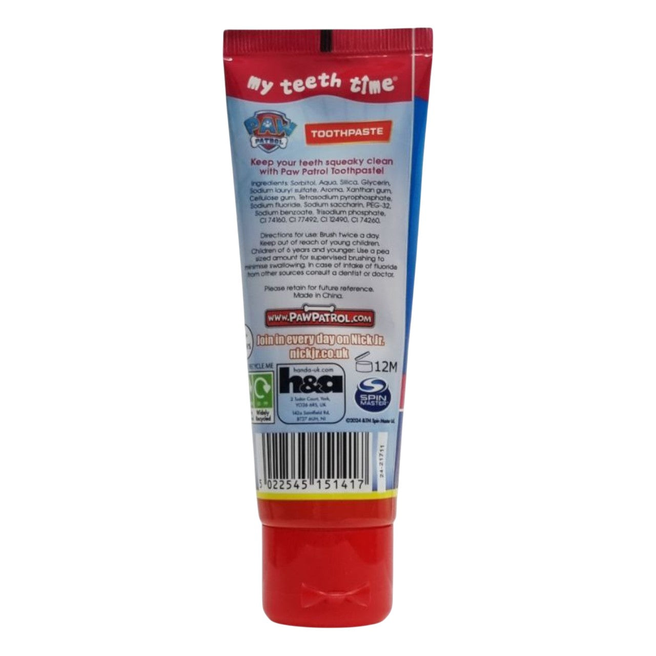 My Teeth Time Paw Patrol Bubble Gum Toothpaste (3Y+) - 75ml