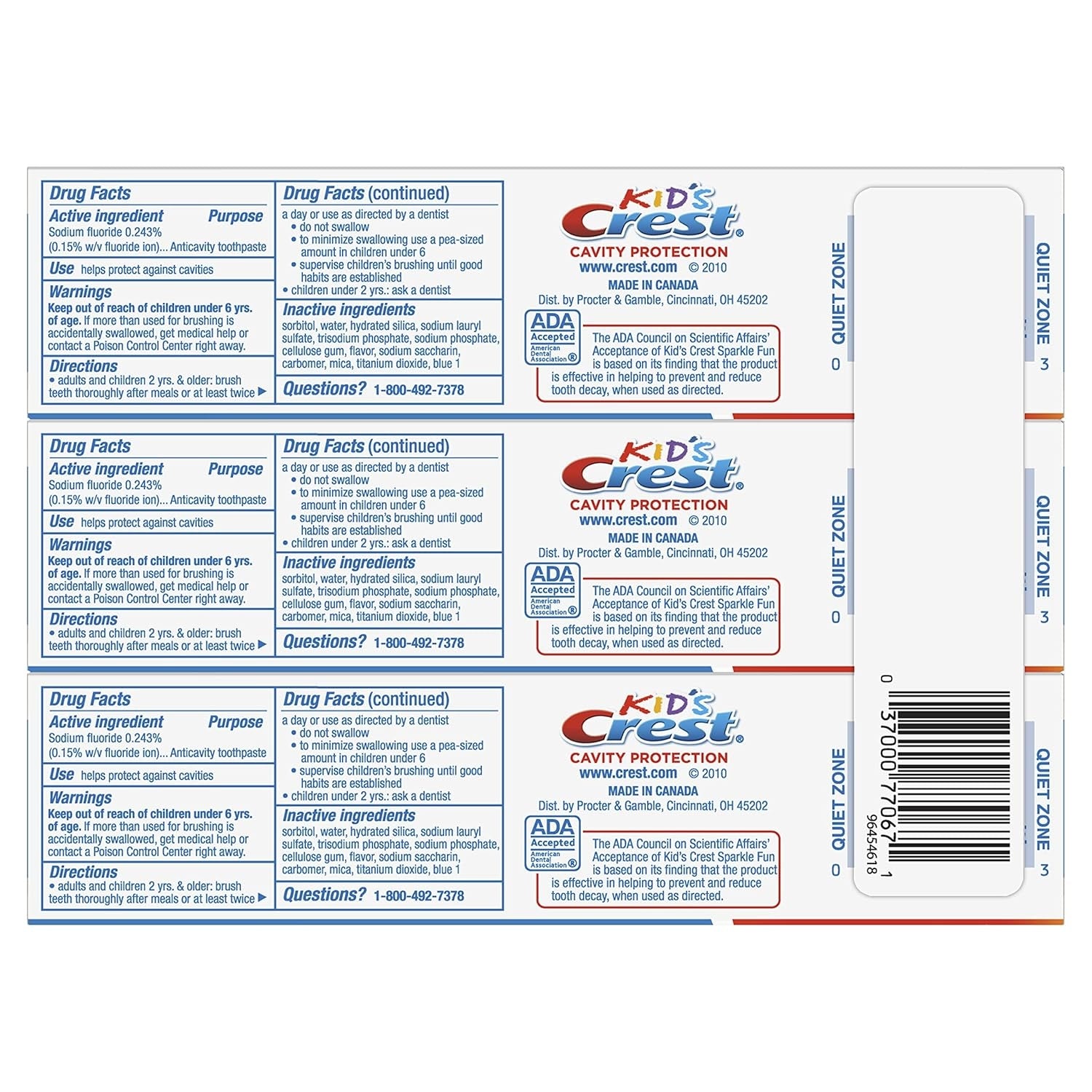 Kid's Crest Cavity Protection Toothpaste Super Value Pack (391g)