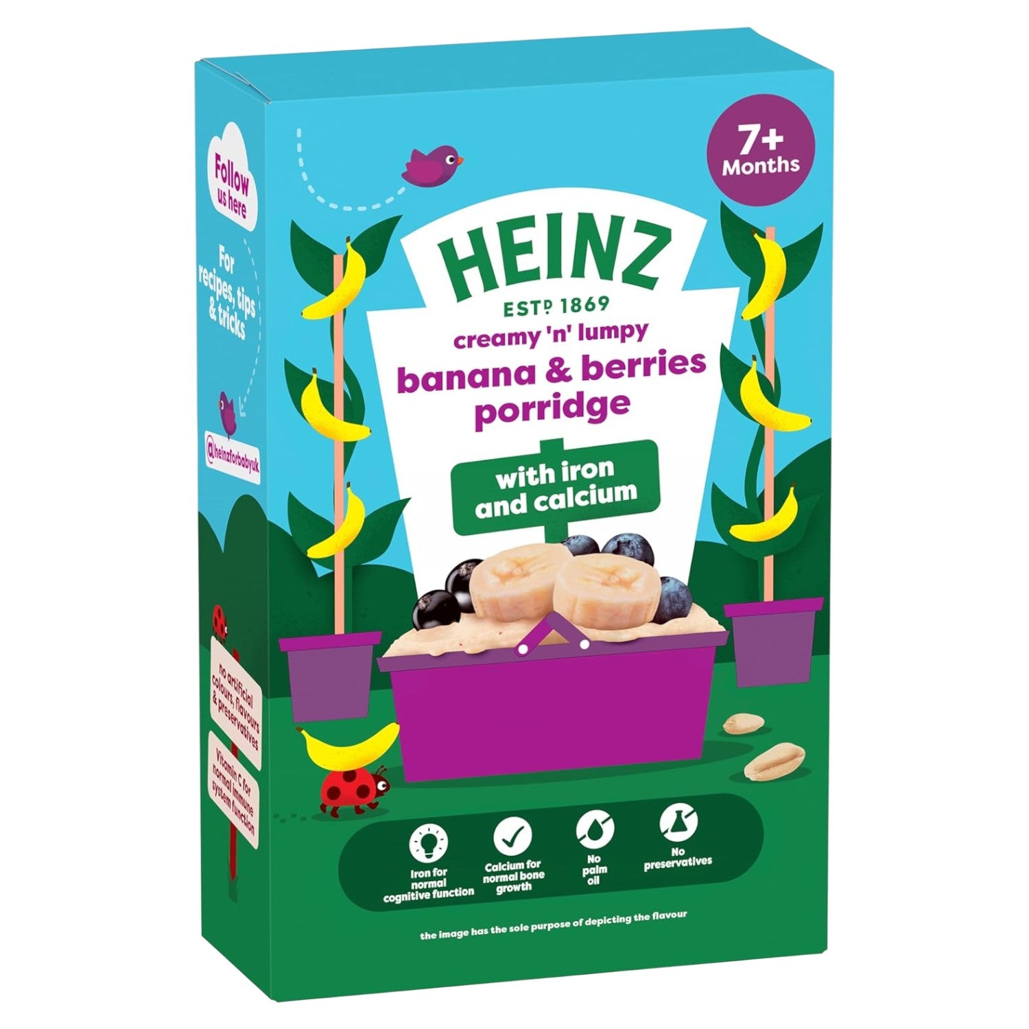 Heinz Baby Cereal, Banana & Berries Porridge (7m+) - 200g (Pack of 1)