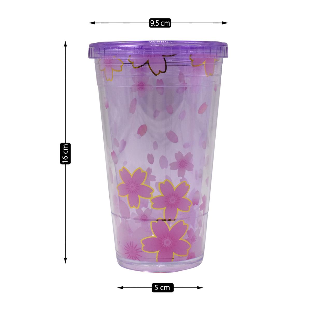 Acrylic Sipper, Cup, Tumbler Frosted with Straw and Lid - 300ml (YH-050-B)