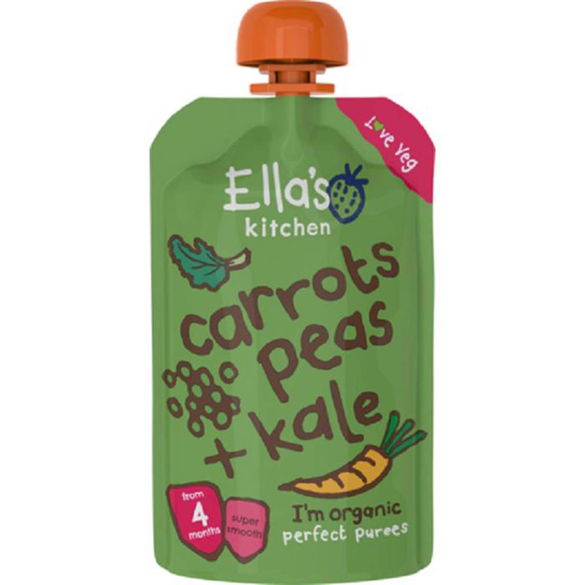 Ellas Kitchen Carrots Peas + Kale - 120g