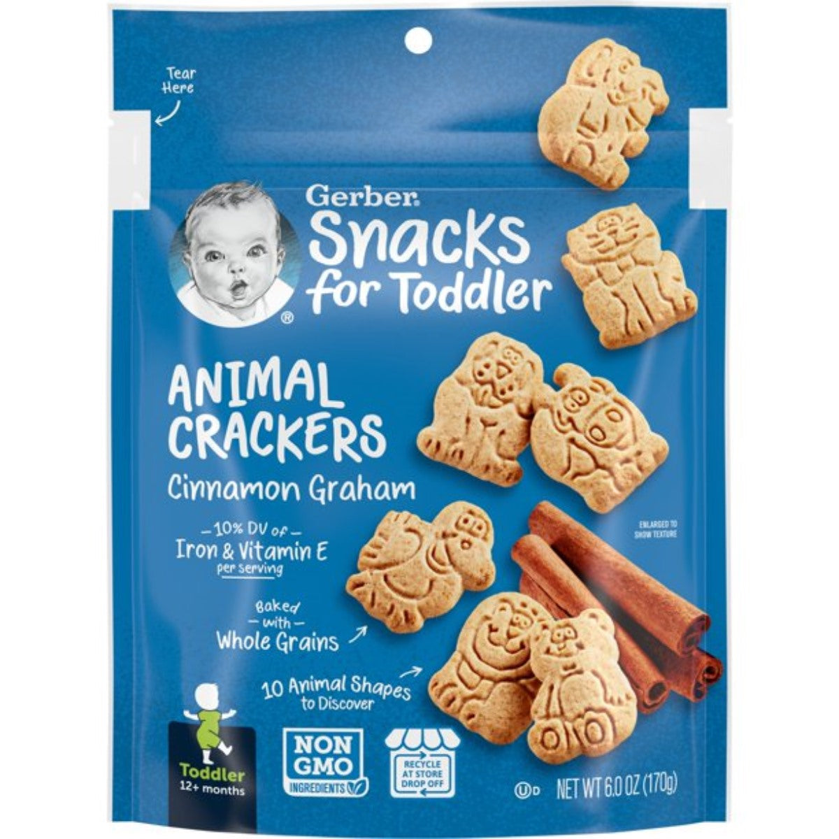 Gerber Snacks for Baby, Animal Crackers for Toddler - Cinnamon Graham