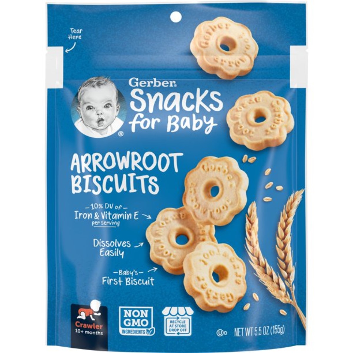 Gerber Snacks for Baby, Arrowroot Biscuits (5.5oz)