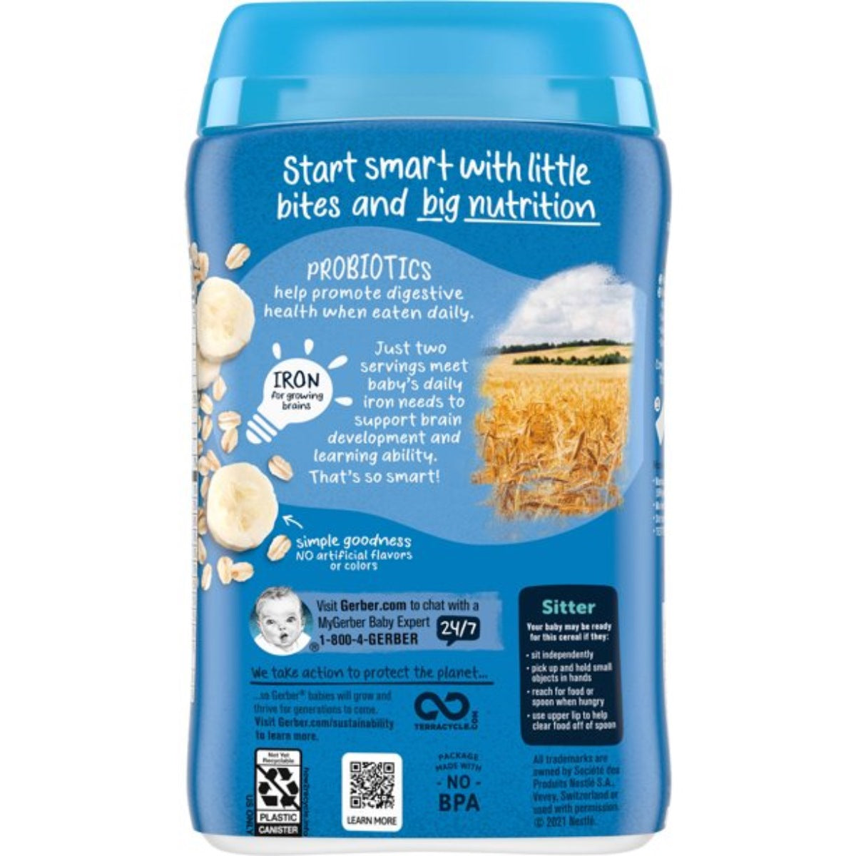 Gerber Cereal for Baby, Probiotic Oatmeal Banana Cereal for Sitter (8oz)
