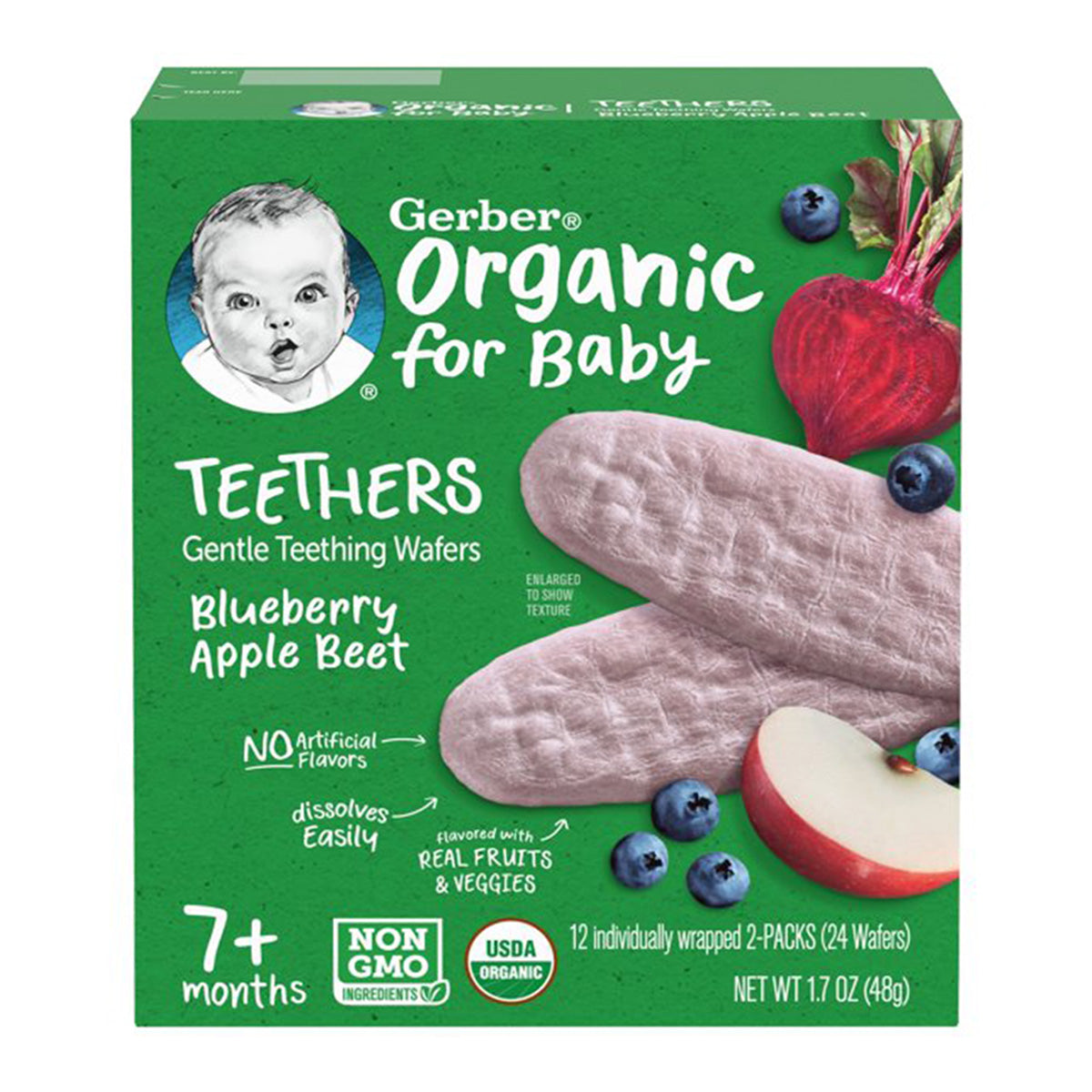 Gerber Organic for Baby, Teethers, Blueberry Apple Beet - 48g